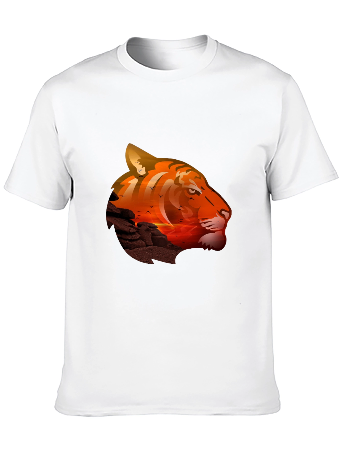 Tiger Sunset Graphic T-Shirt - Mens Casual Tee