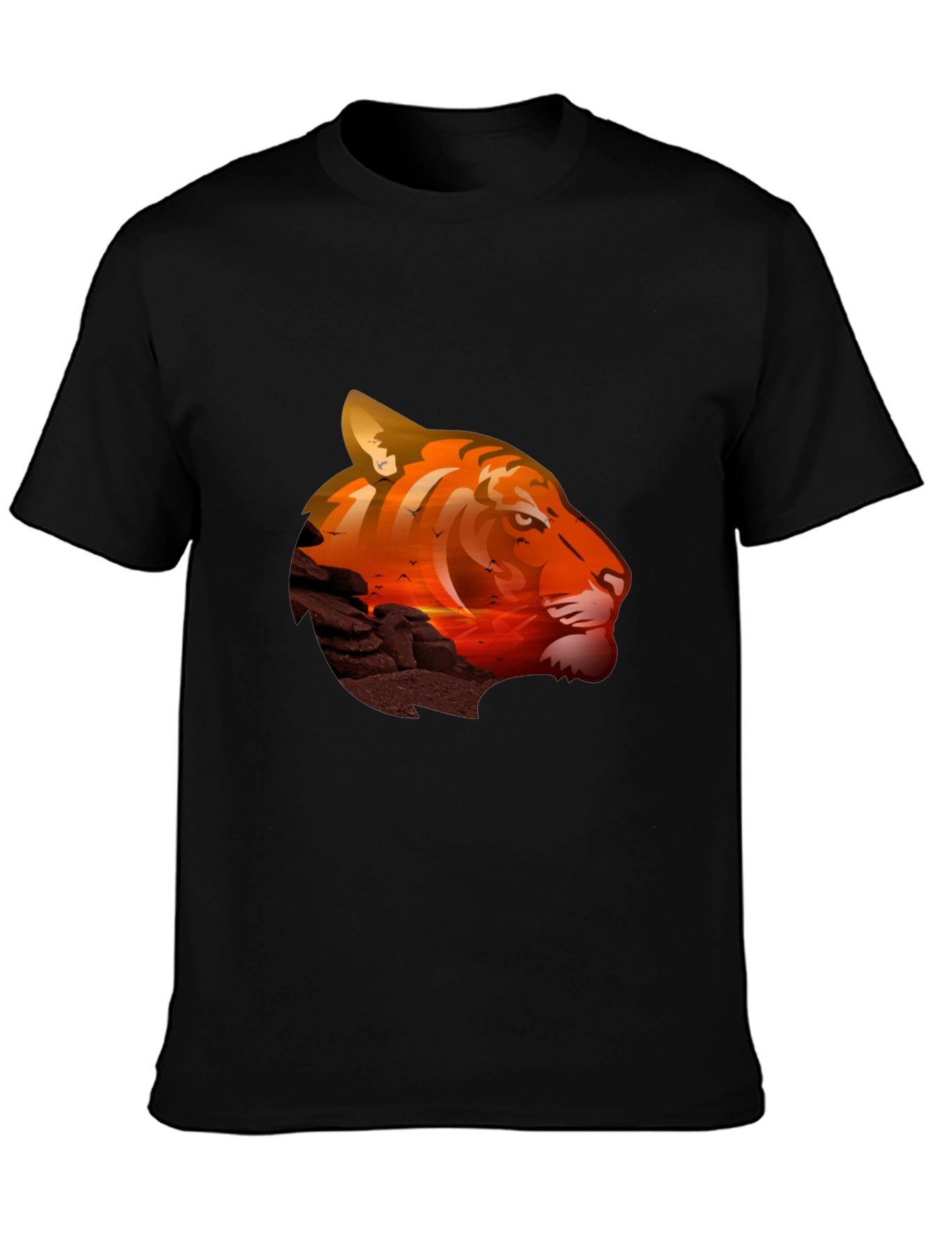 Tiger Sunset Graphic T-Shirt - Mens Casual Tee