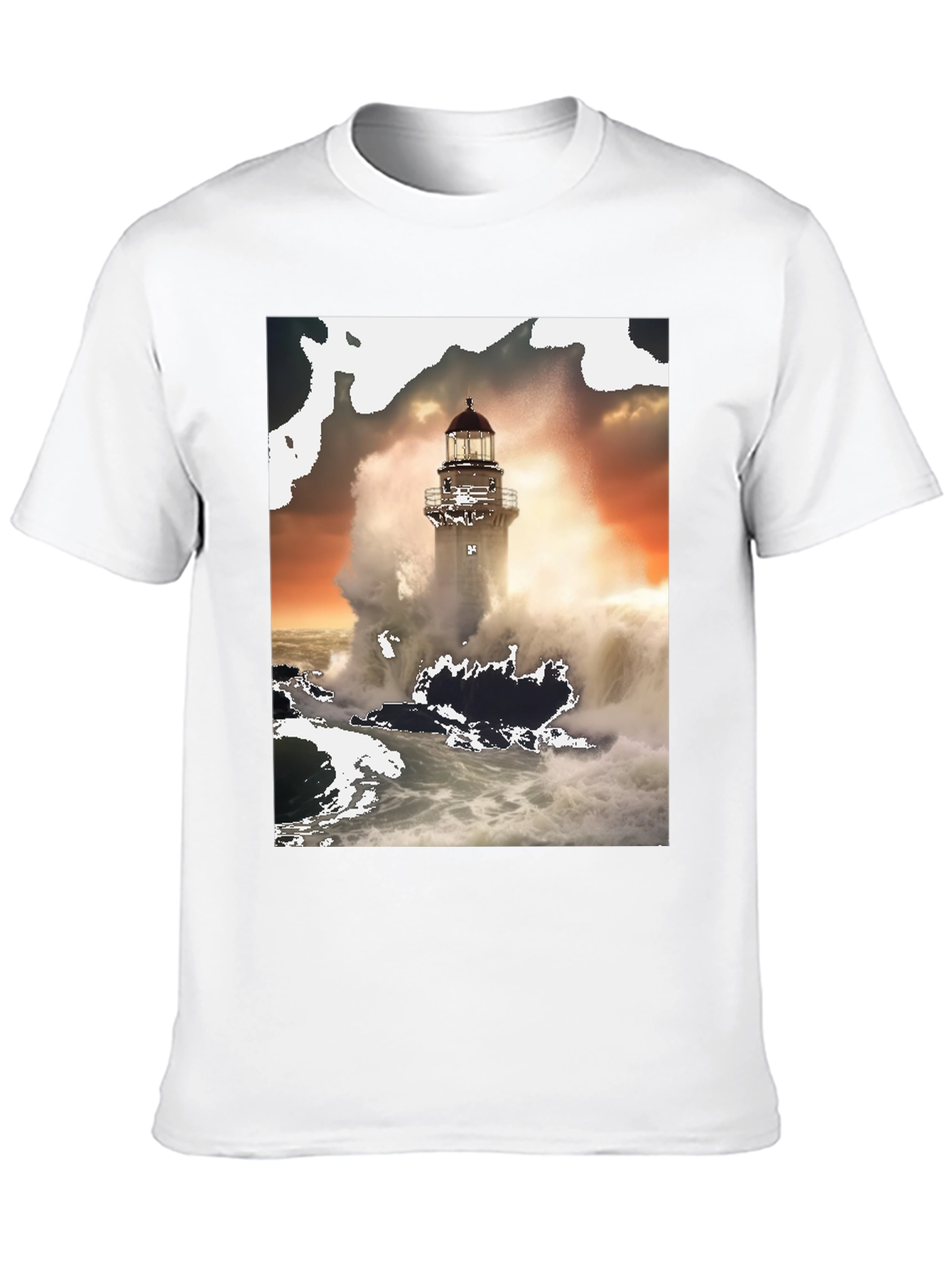 Lighthouse Wave T-Shirt - Black Graphic Tee