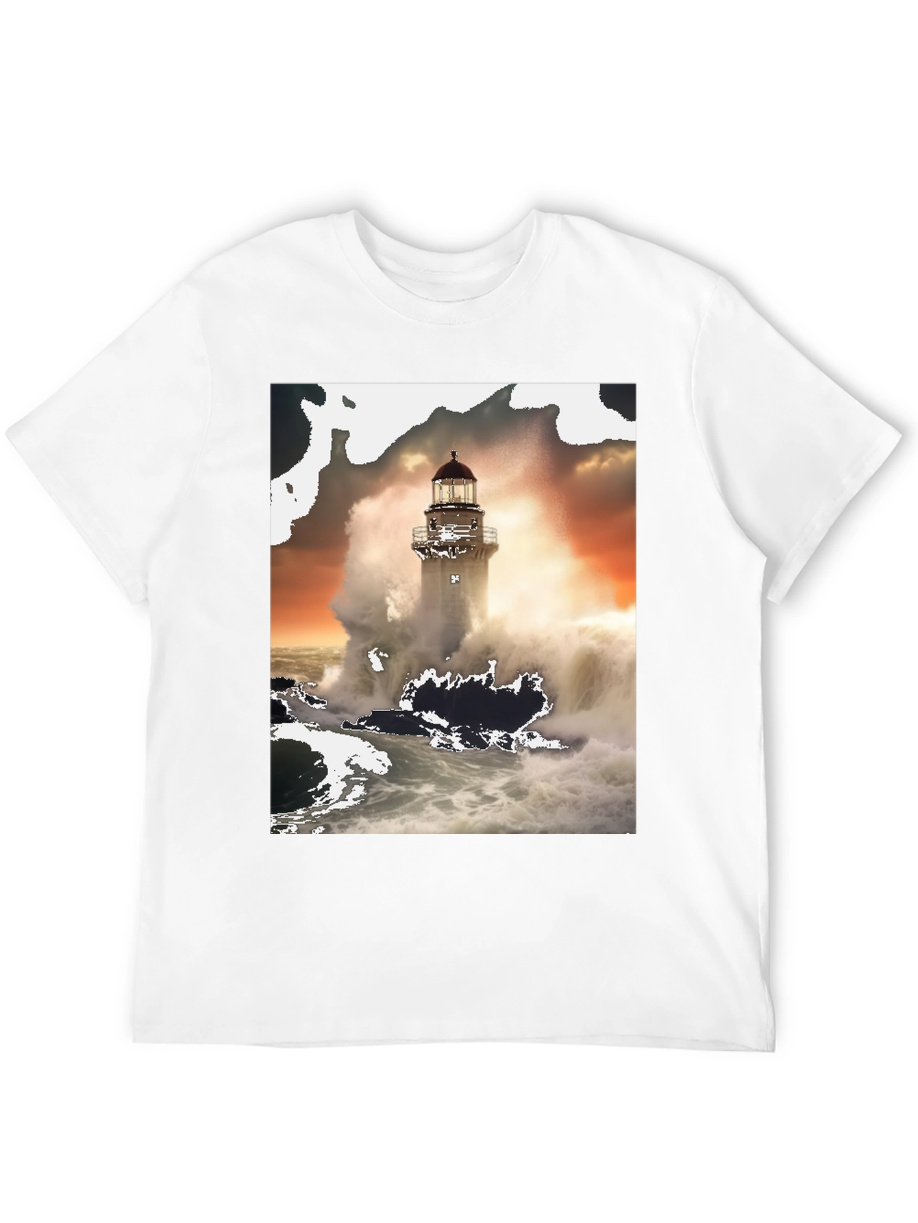Lighthouse Wave T-Shirt - Black Graphic Tee