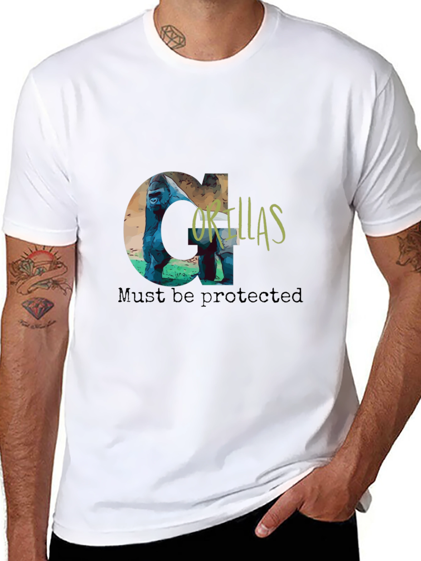 Gorillas Must Be Protected Graphic Tee