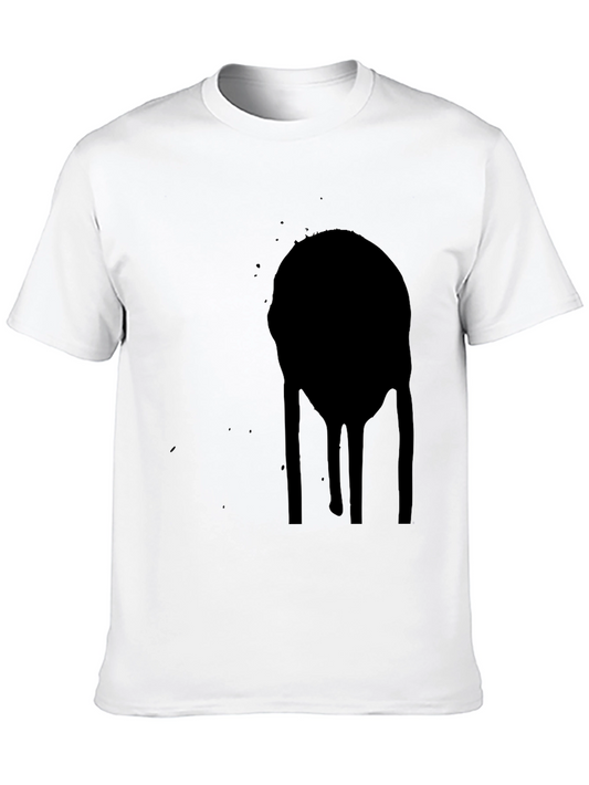 Mens Black Graphic Tee - Abstract Drip Design