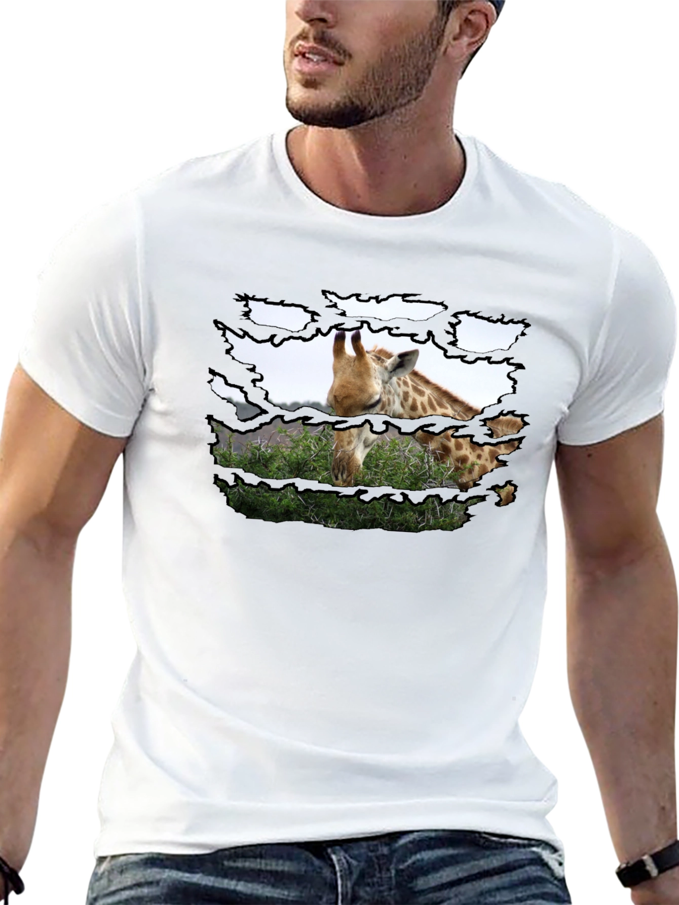 Giraffe T-Shirt - Mens Black Graphic Tee