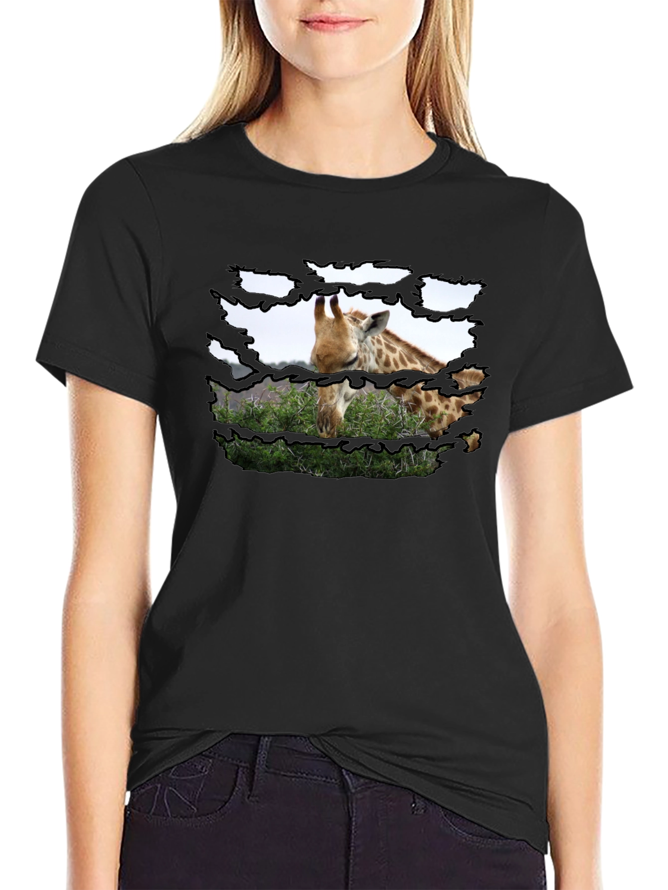 Giraffe T-Shirt - Mens Black Graphic Tee