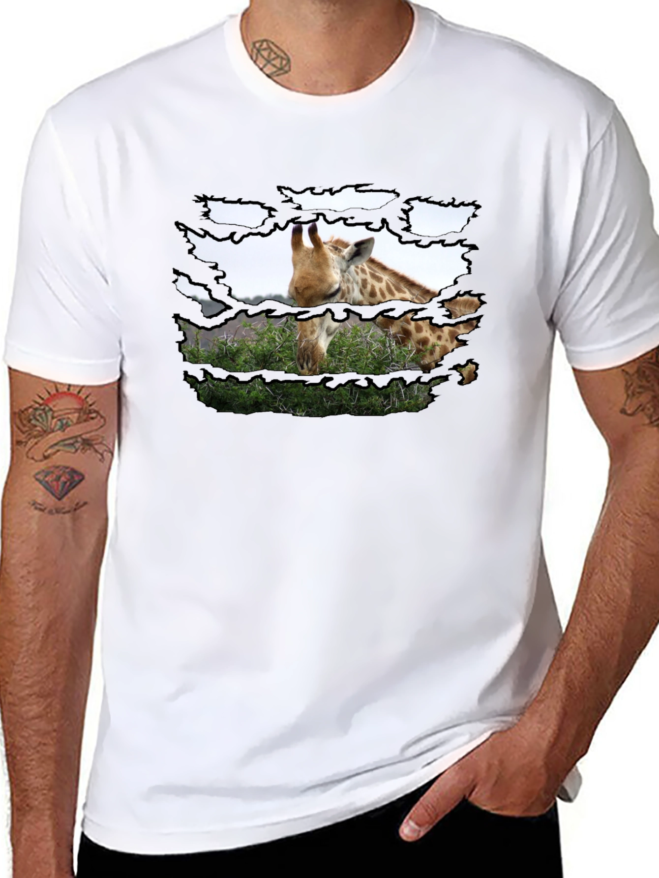 Giraffe T-Shirt - Mens Black Graphic Tee