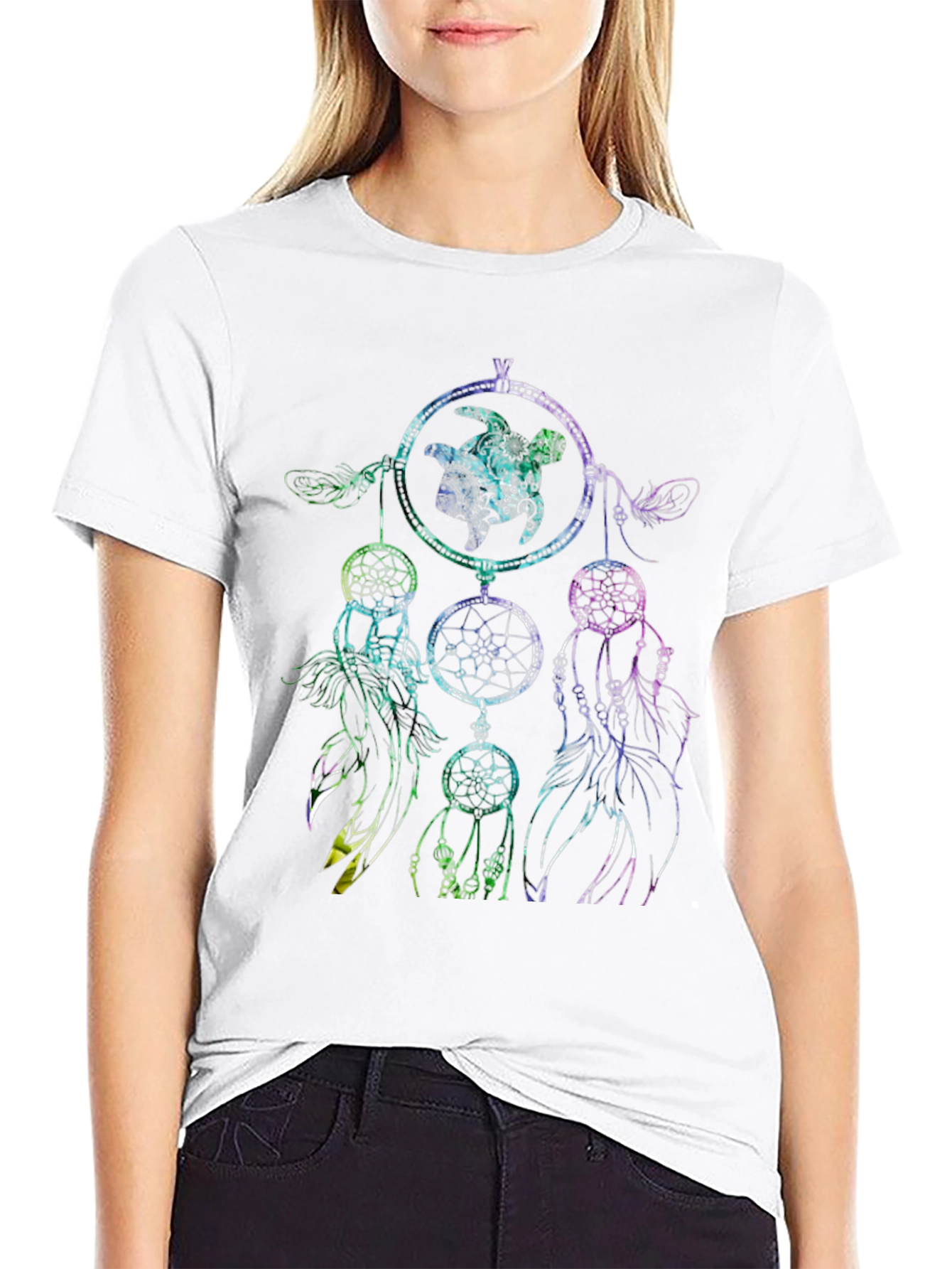 Dreamcatcher Turtle Graphic Tee - Black