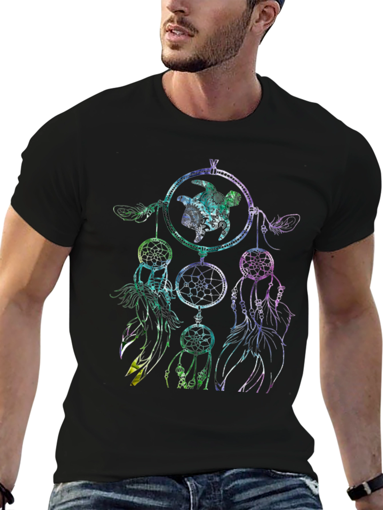 Dreamcatcher Turtle Graphic Tee - Black