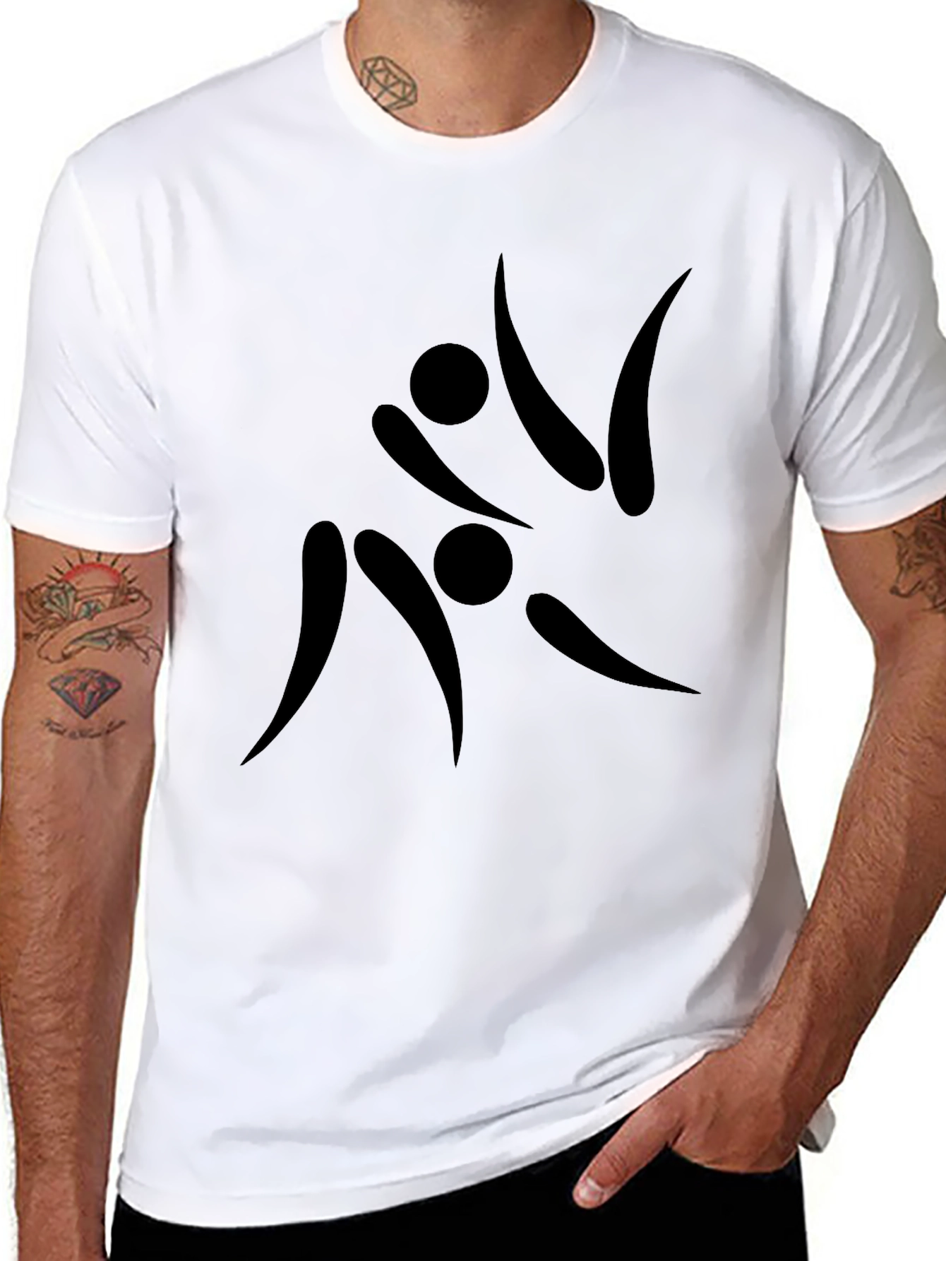 Abstract Athlete Black Graphic T-Shirt