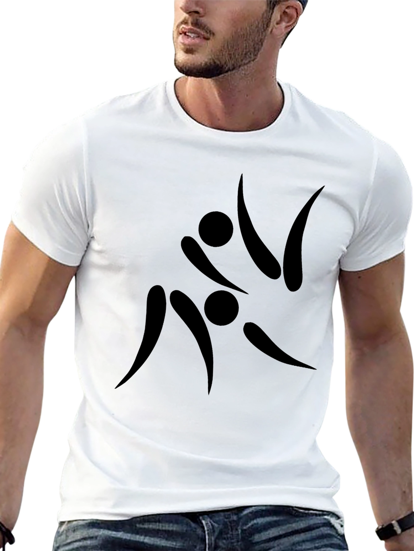 Abstract Athlete Black Graphic T-Shirt