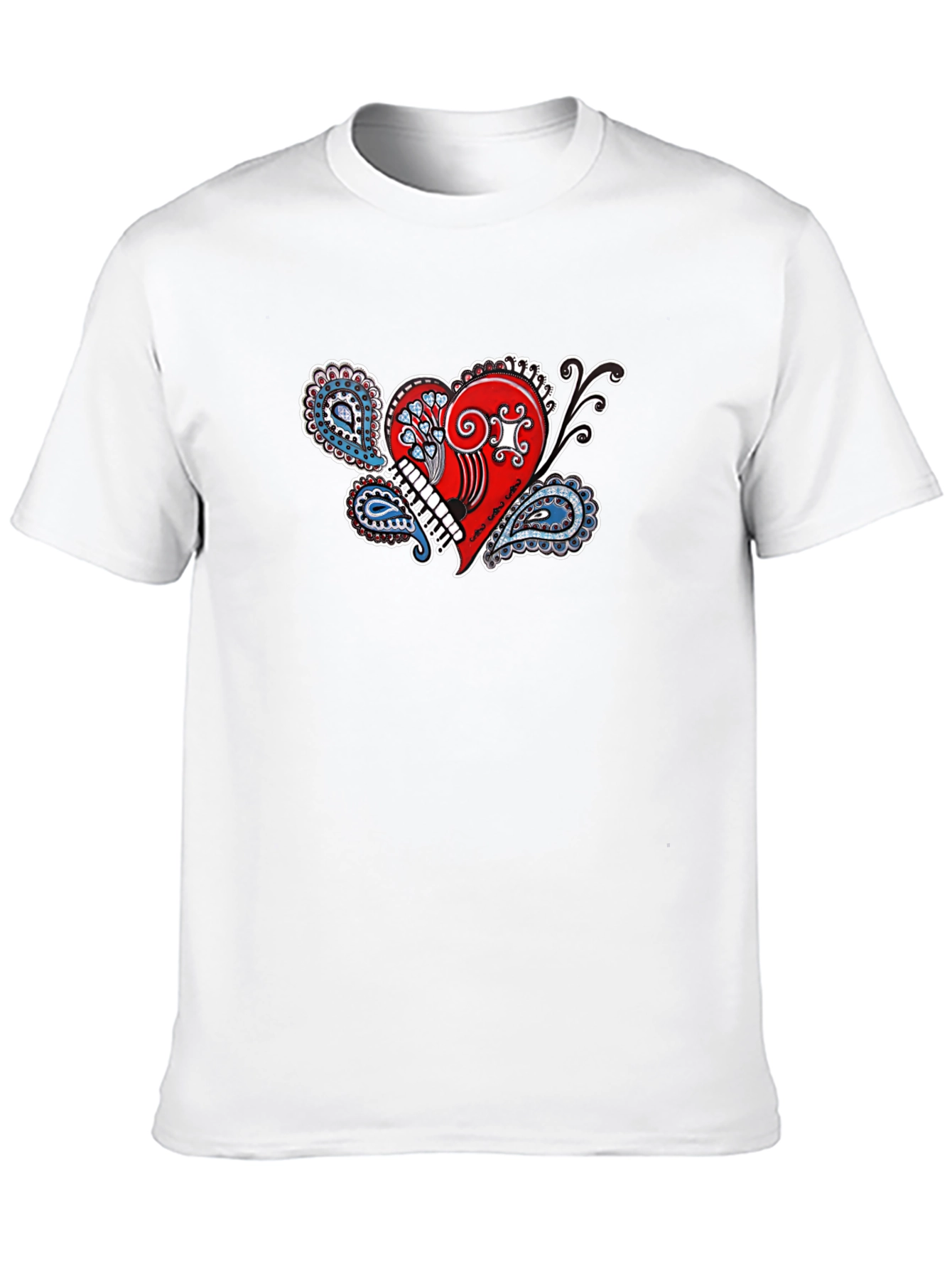 Paisley Heart Graphic Tee - Black Cotton