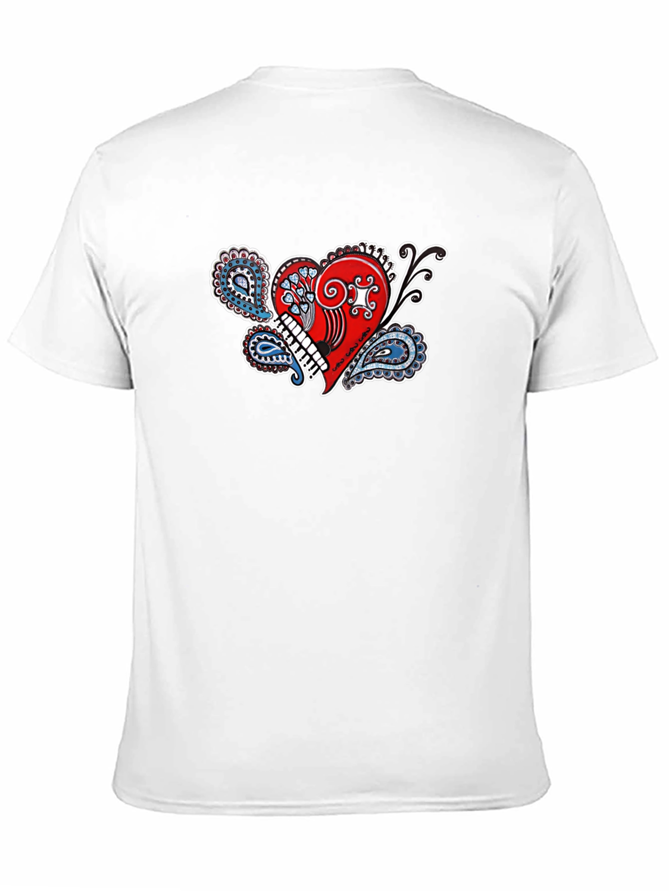 Paisley Heart Graphic Tee - Black Cotton