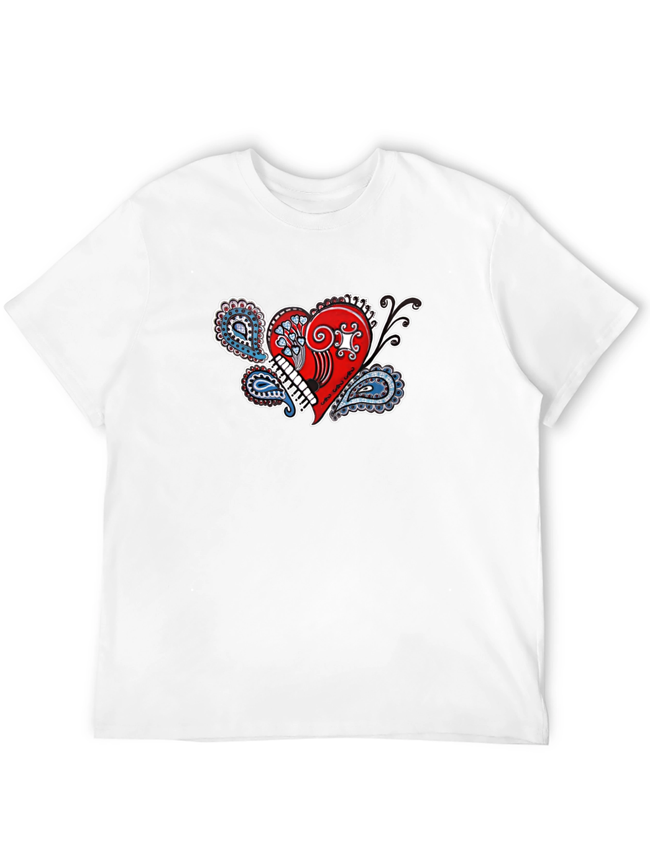 Paisley Heart Graphic Tee - Black Cotton