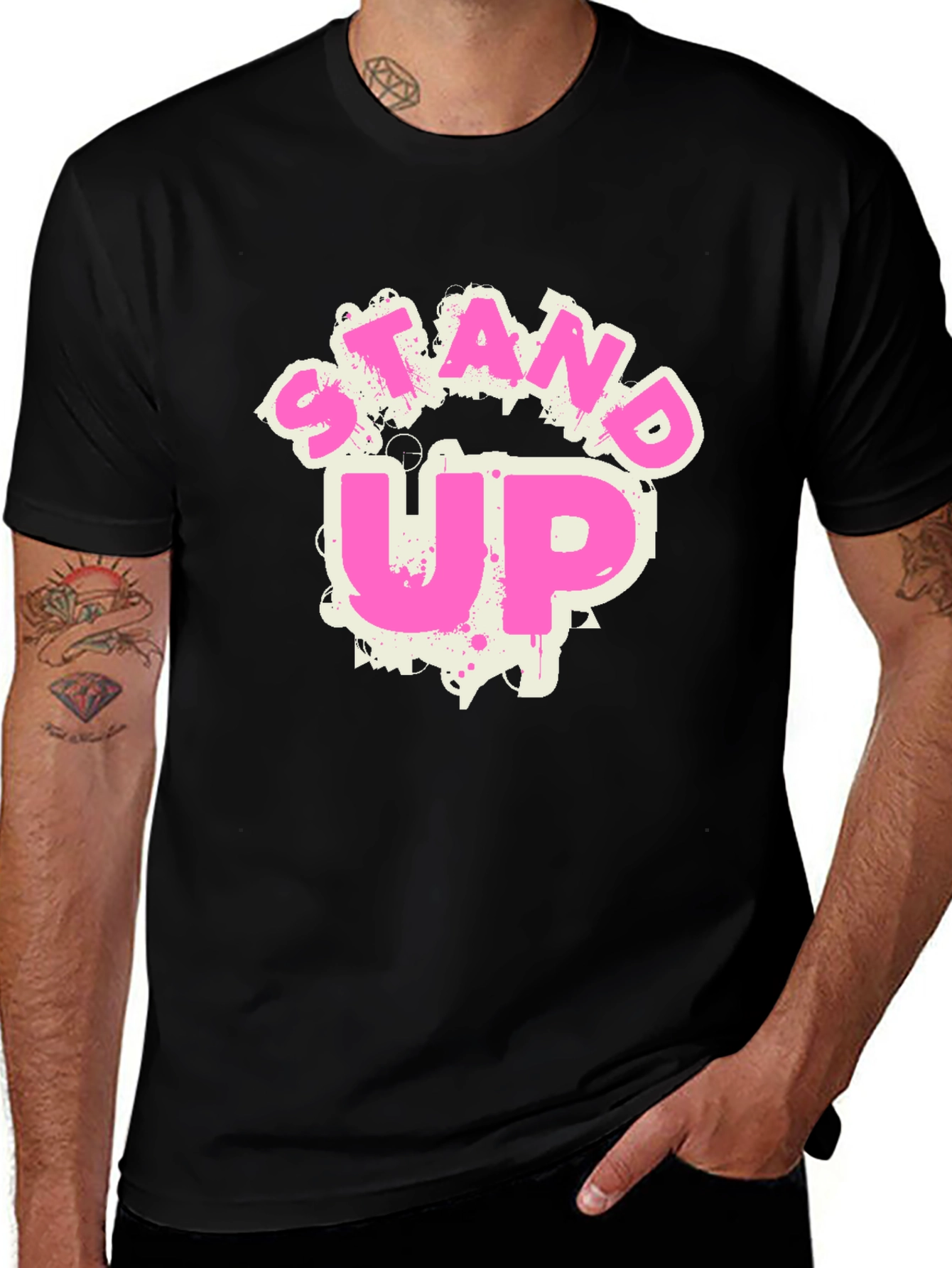Stand Up Graphic Tee - Trendy Crew Neck