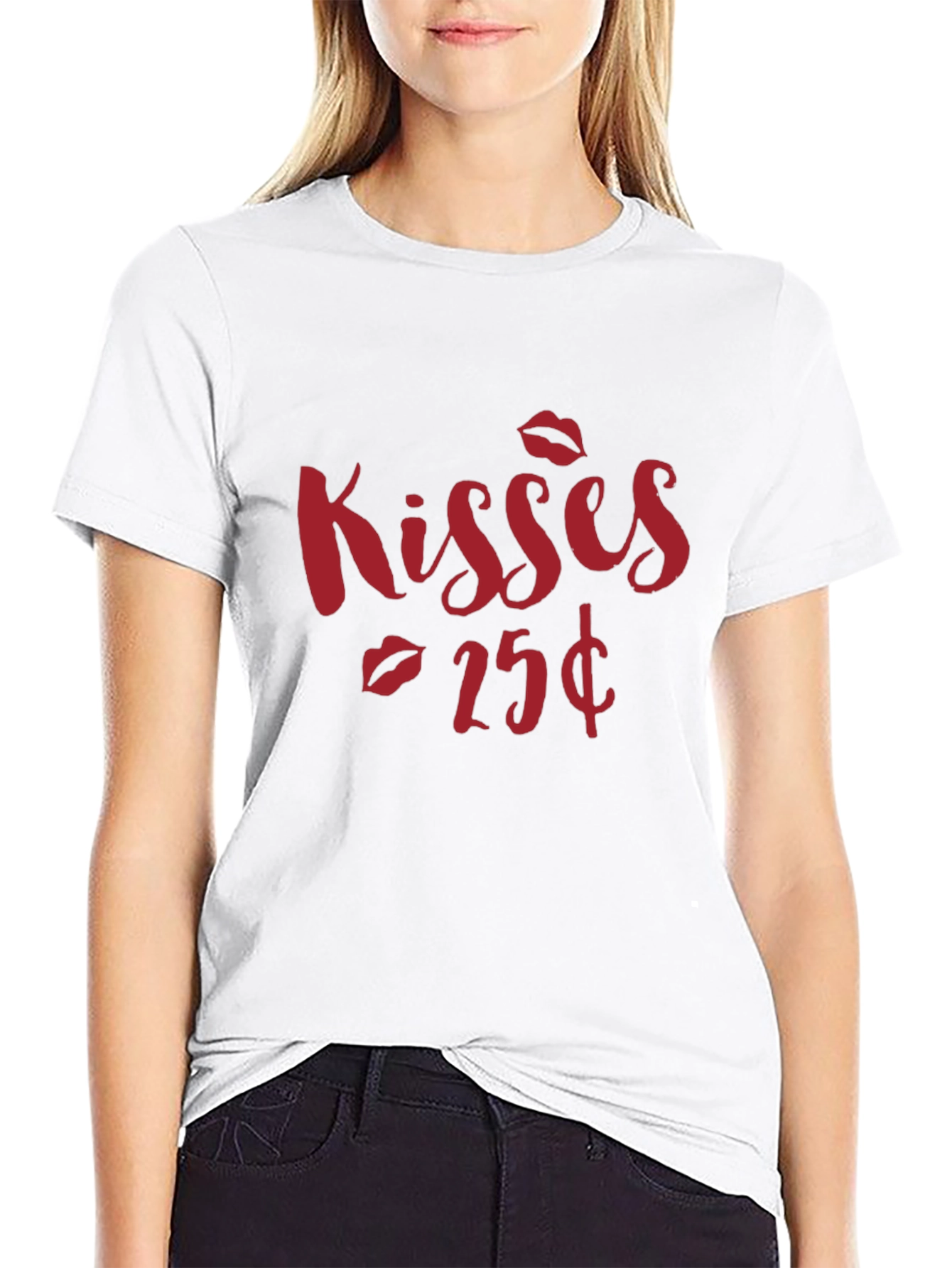 Kisses 25¢ Black Graphic Tee Shirt