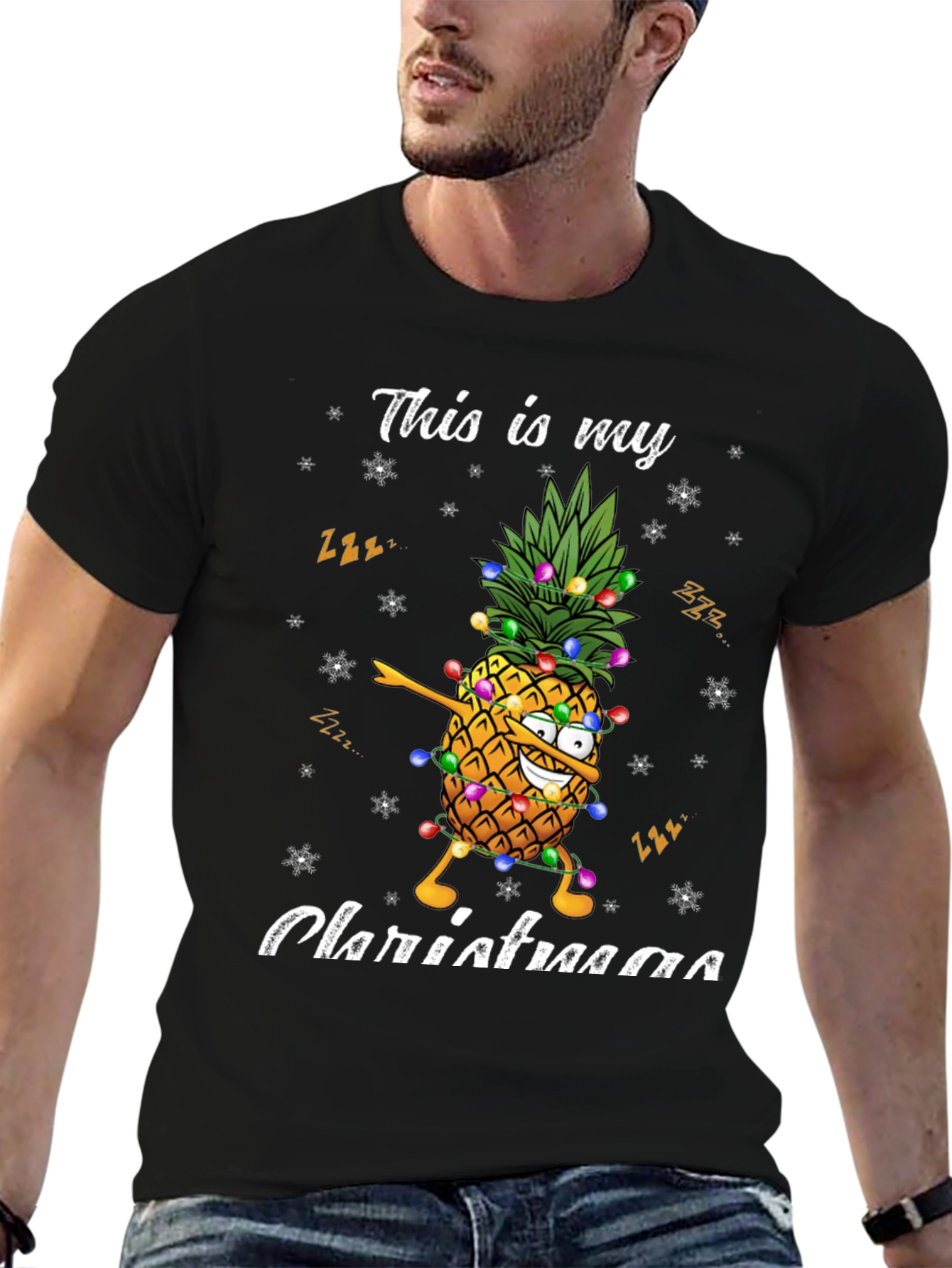 Christmas Pineapple Graphic Tee - Holiday Fun!