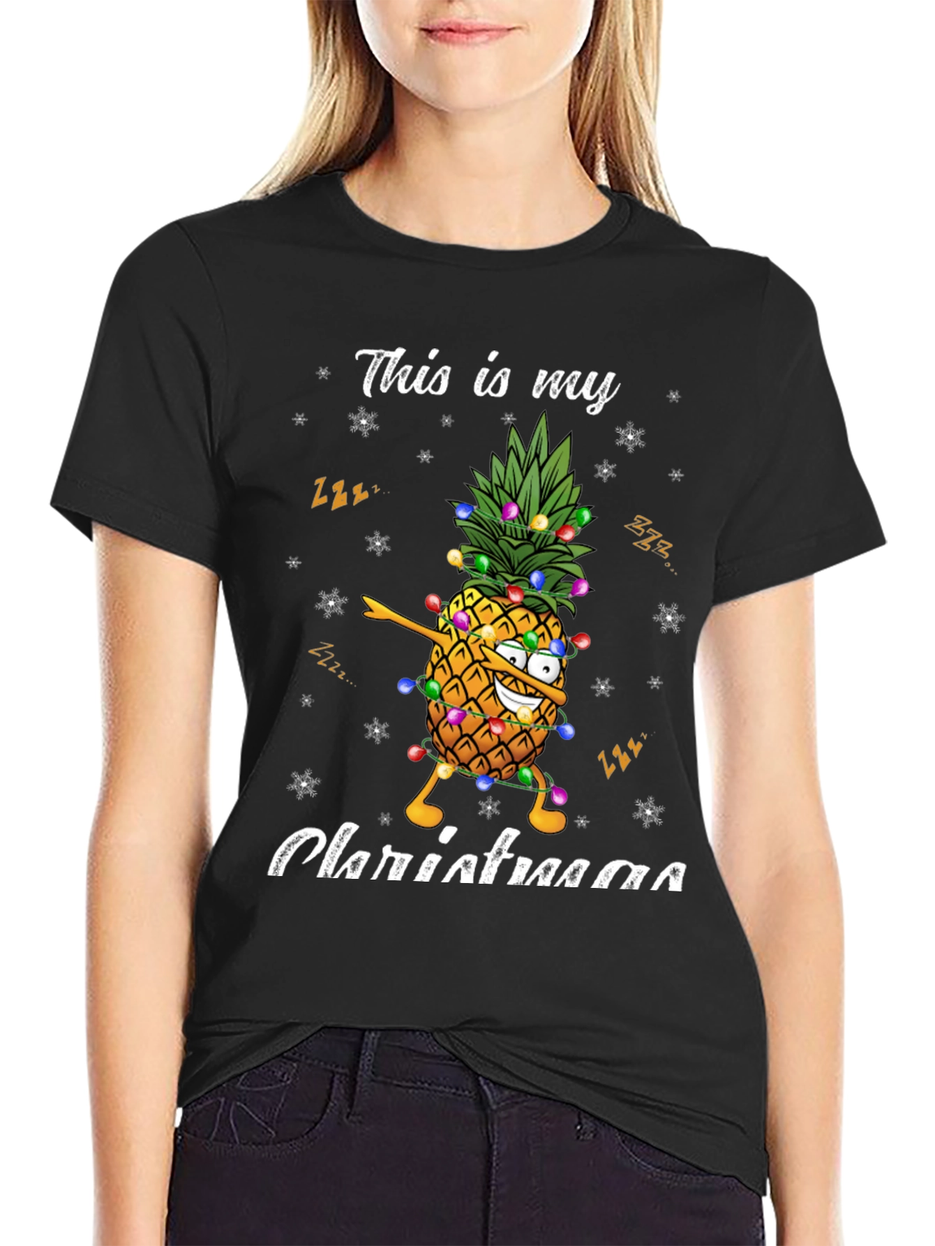 Christmas Pineapple Graphic Tee - Holiday Fun!
