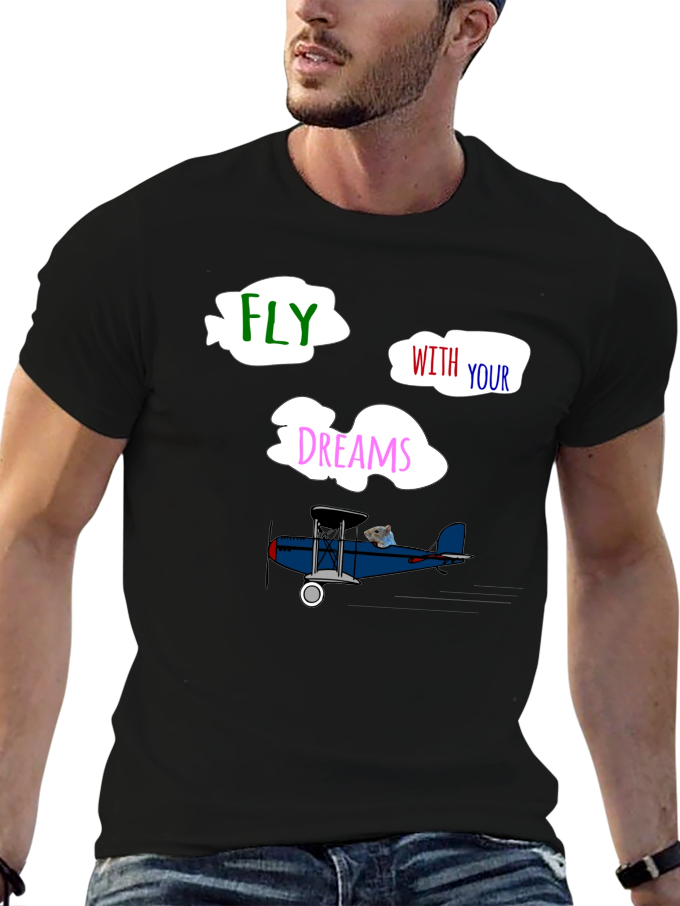Fly With Your Dreams T-Shirt - Unique Airplane Design