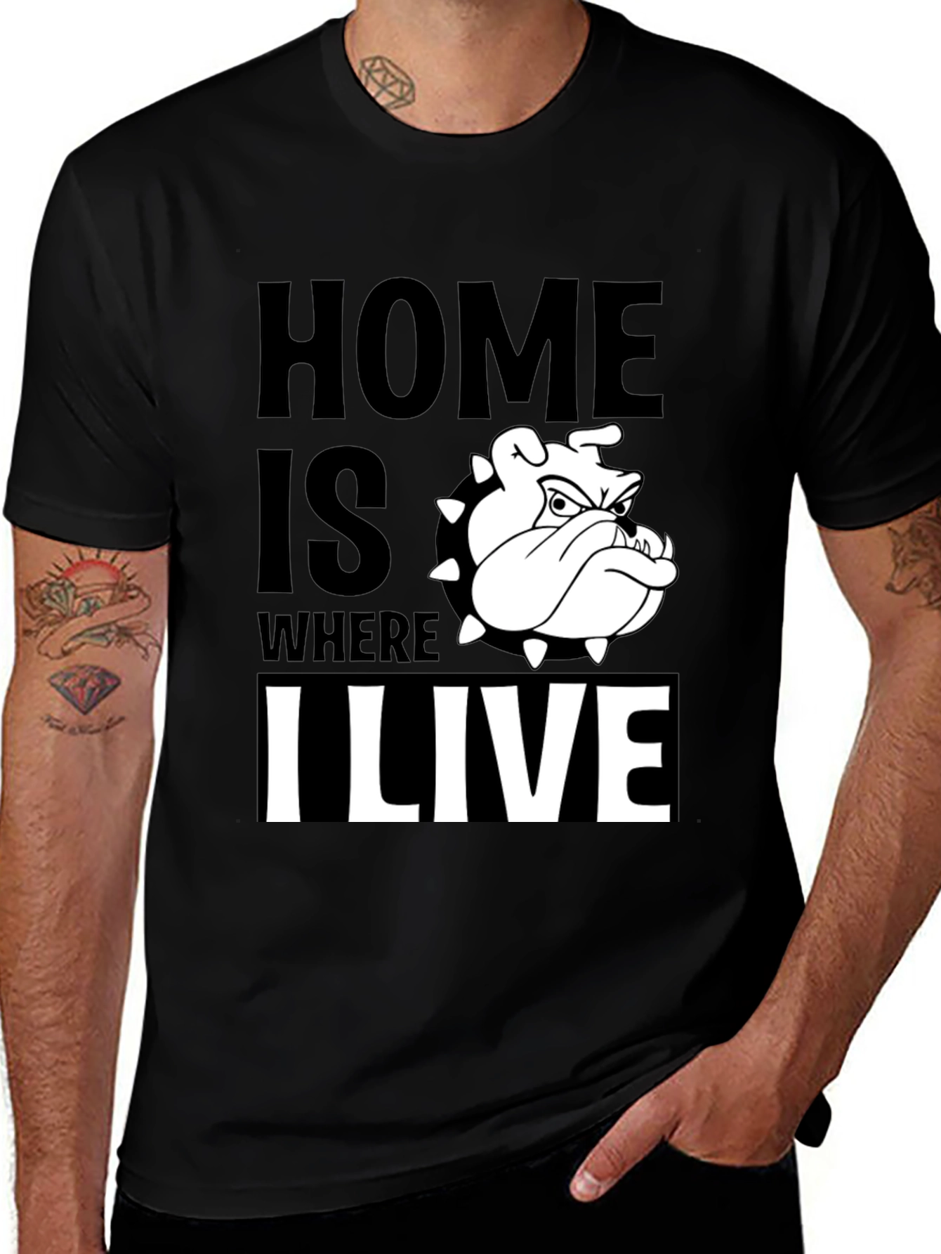 Home is Where I Live Bulldog T-Shirt