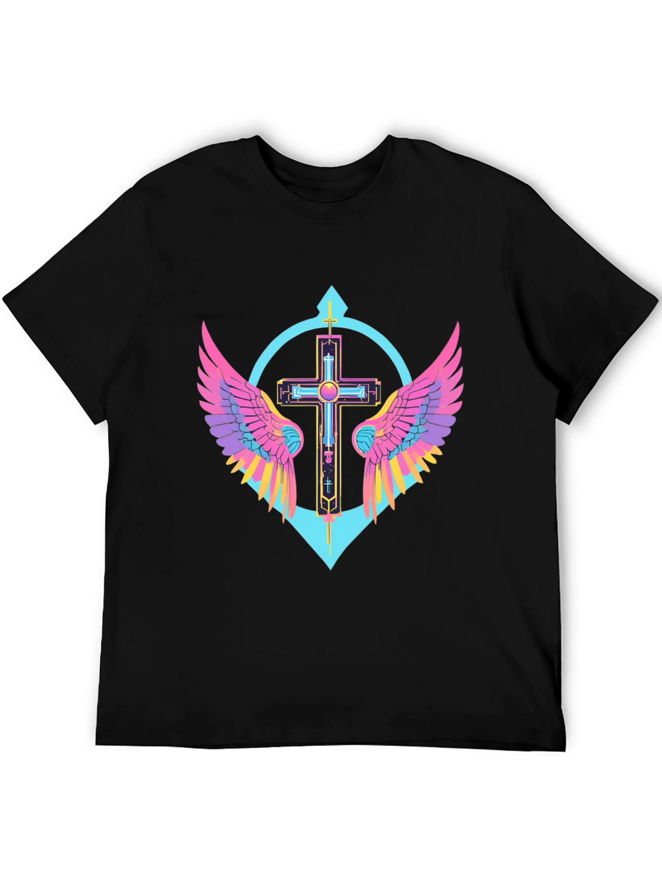 Neon Wings Cross Graphic Tee - Modern Christian Apparel