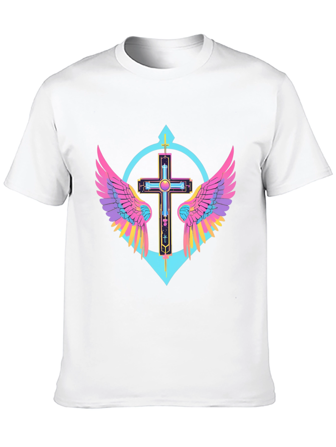 Neon Wings Cross Graphic Tee - Modern Christian Apparel