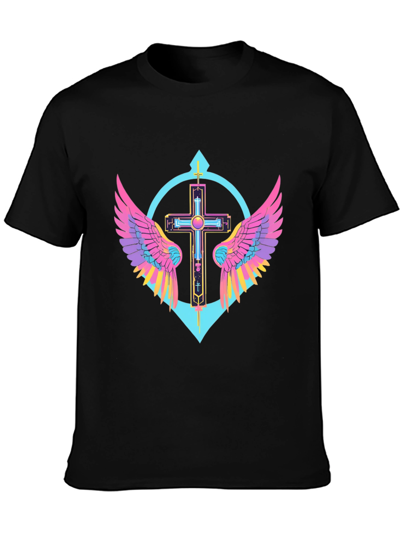 Neon Wings Cross Graphic Tee - Modern Christian Apparel