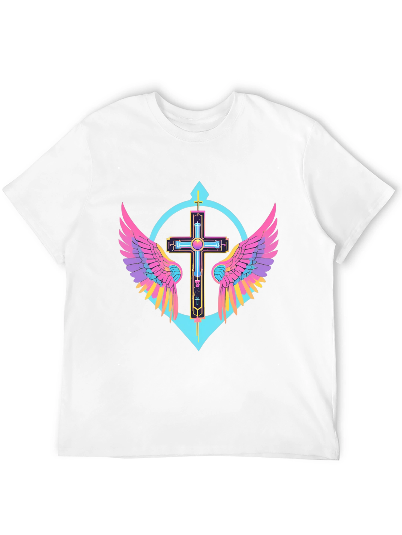 Neon Wings Cross Graphic Tee - Modern Christian Apparel