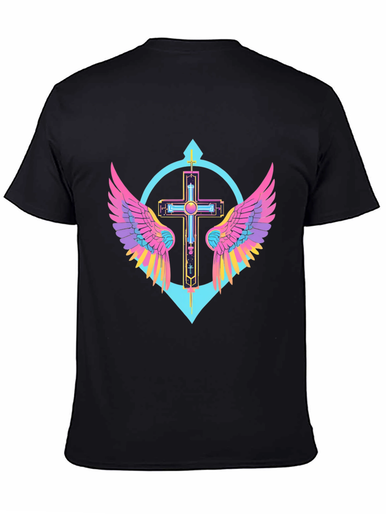 Neon Wings Cross Graphic Tee - Modern Christian Apparel