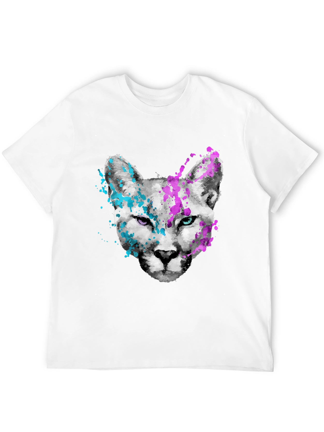 Abstract Cat Graphic Tee - Mens Black T-Shirt