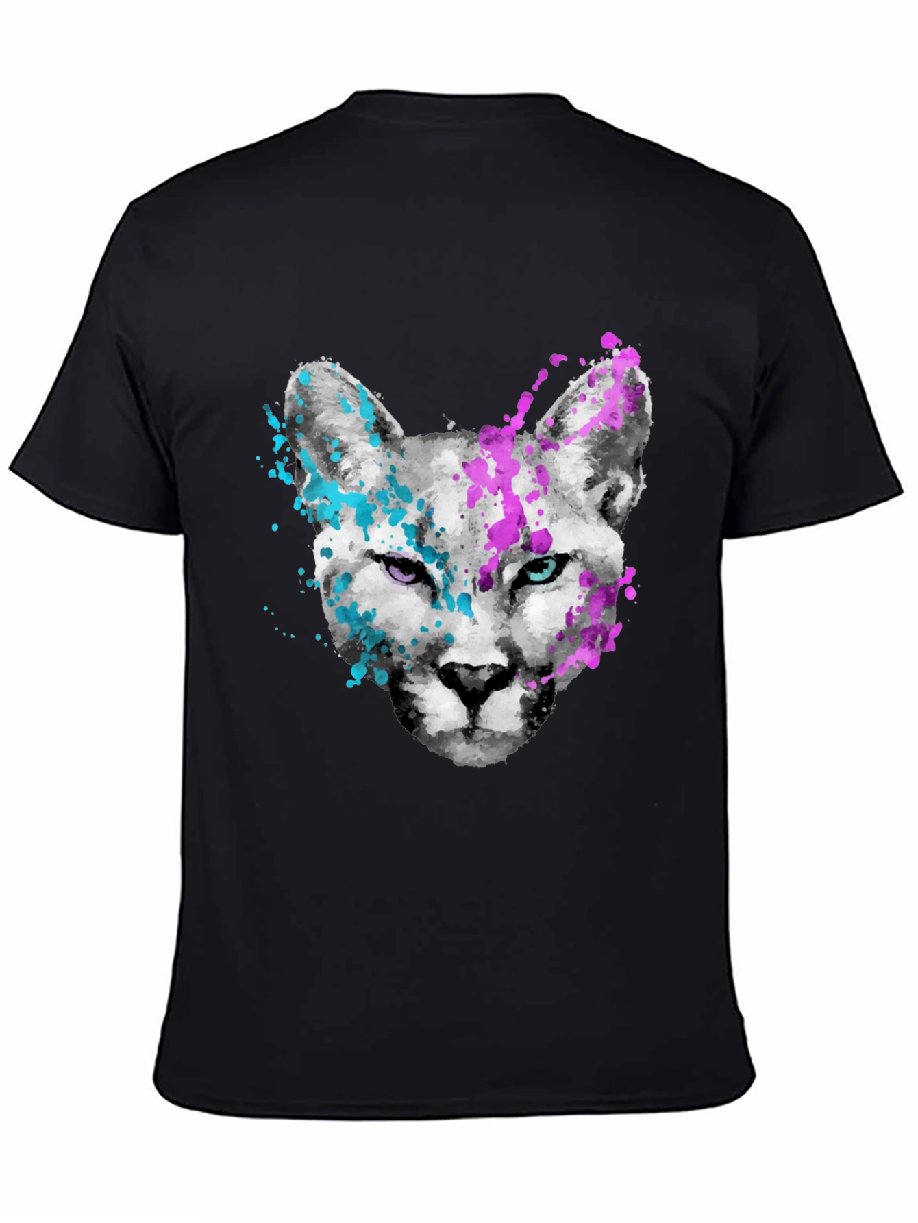 Abstract Cat Graphic Tee - Mens Black T-Shirt