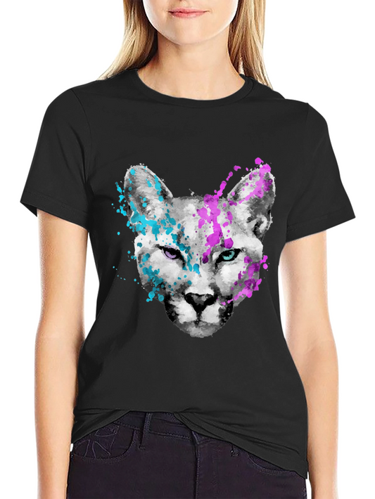Abstract Cat Graphic Tee - Mens Black T-Shirt