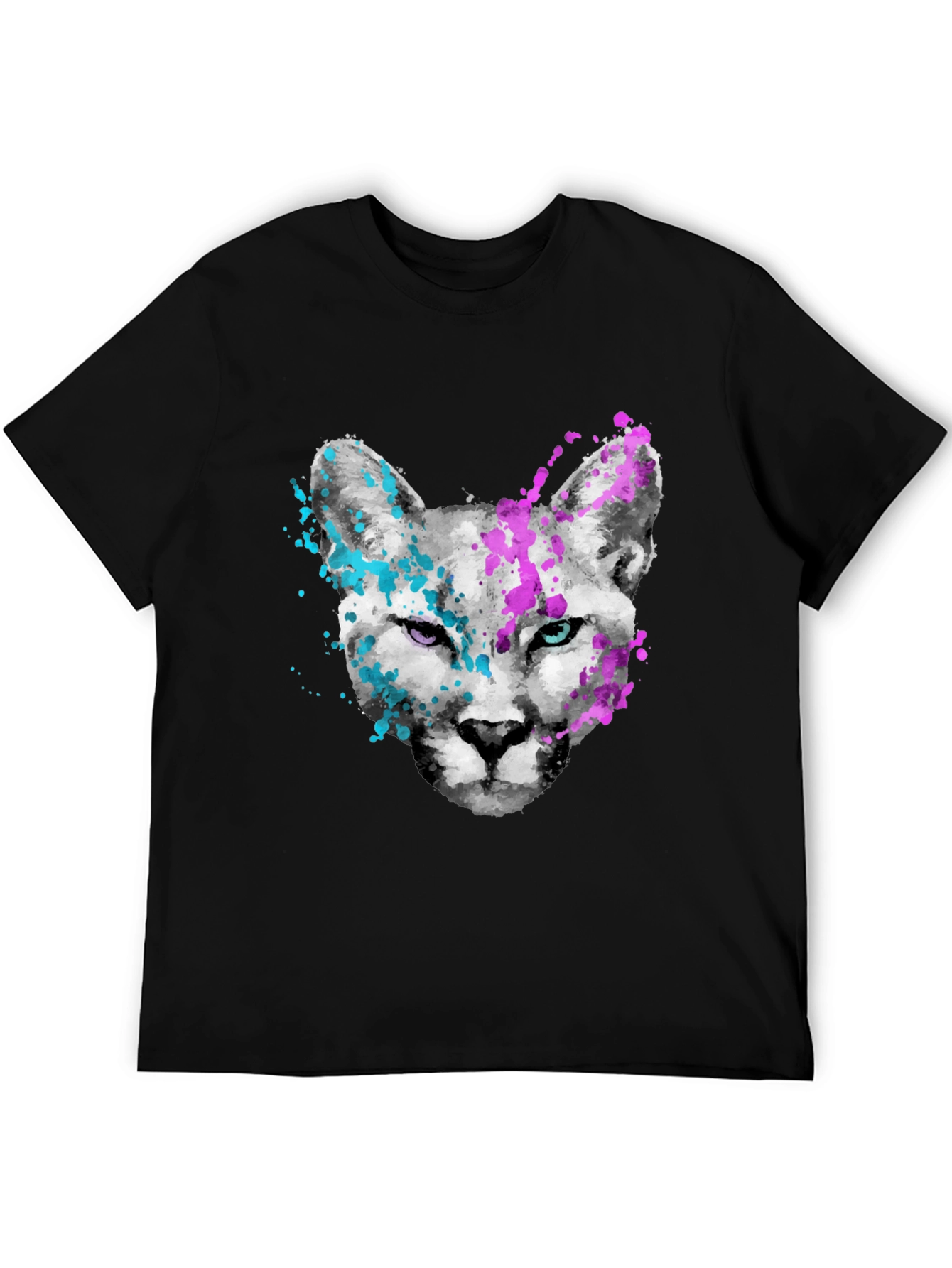 Abstract Cat Graphic Tee - Mens Black T-Shirt