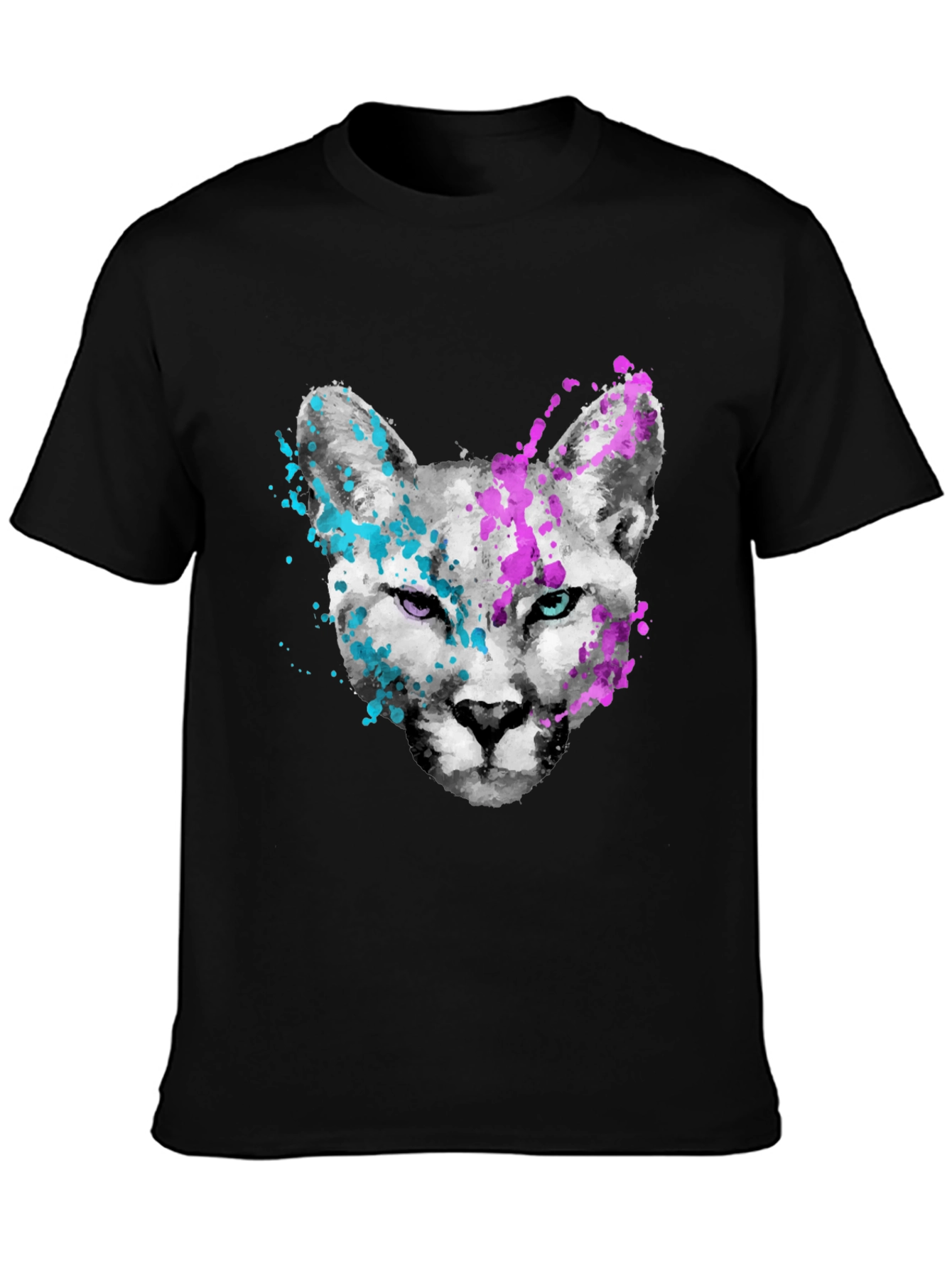 Abstract Cat Graphic Tee - Mens Black T-Shirt