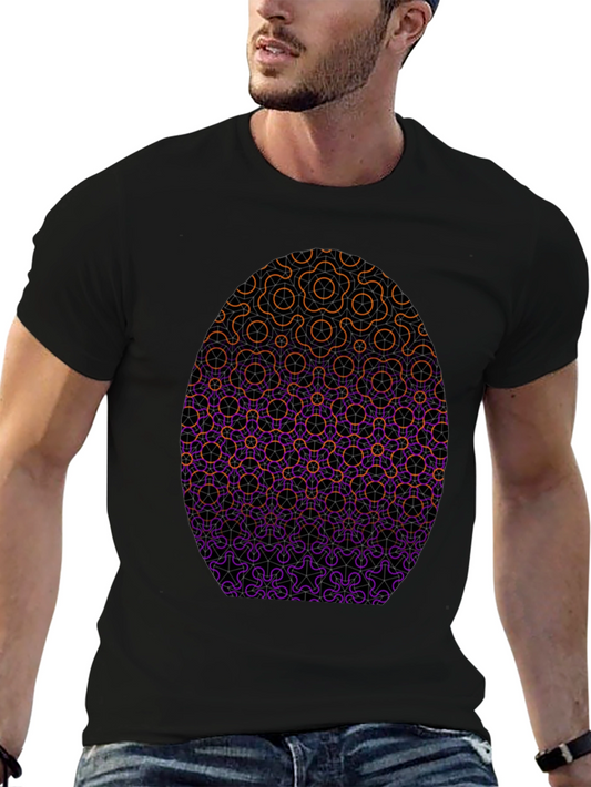 Geometric Pattern Egg Graphic Tee - Mens Black Shirt