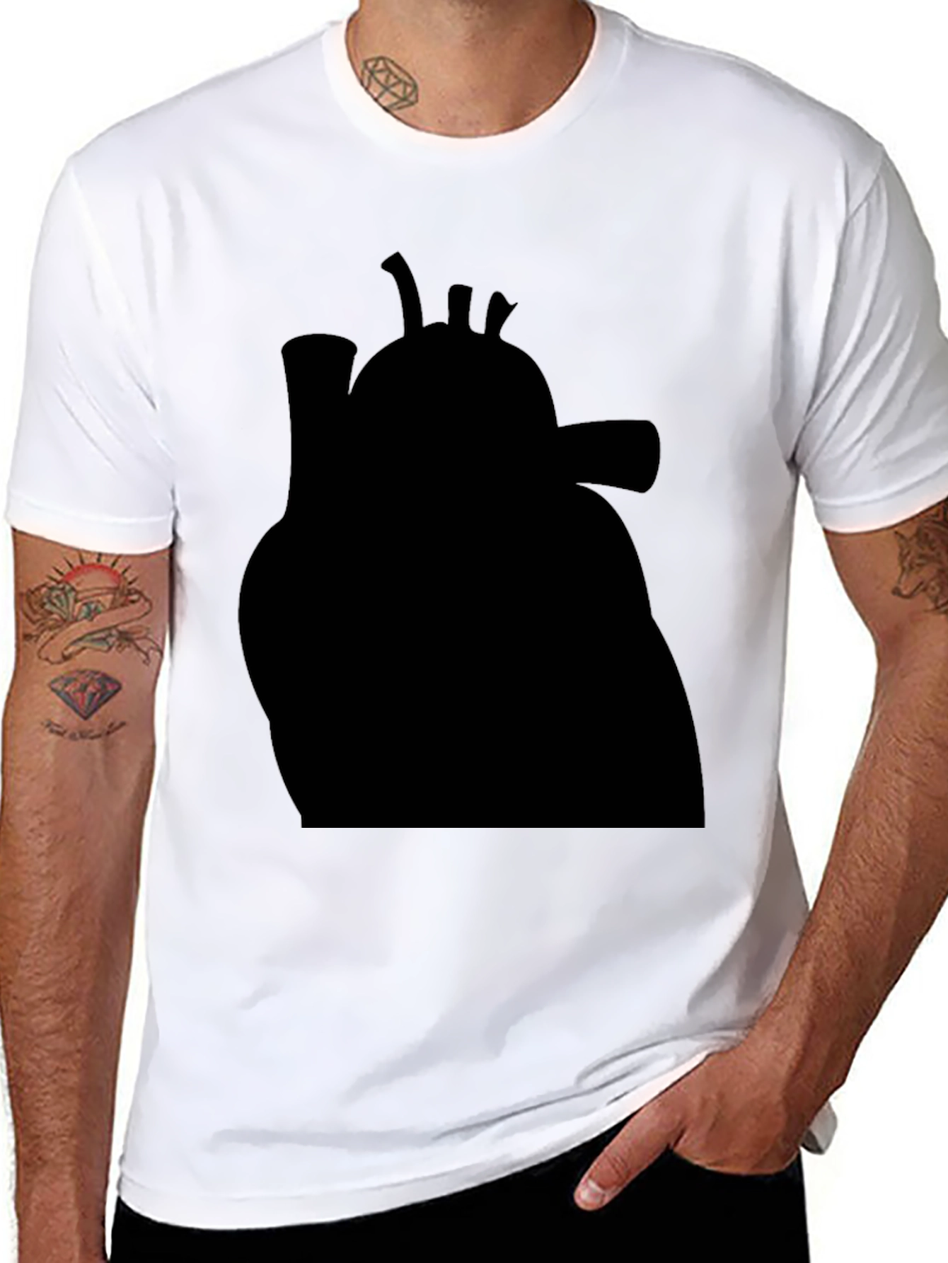Anatomical Heart Graphic Tee - Black Cotton T-Shirt