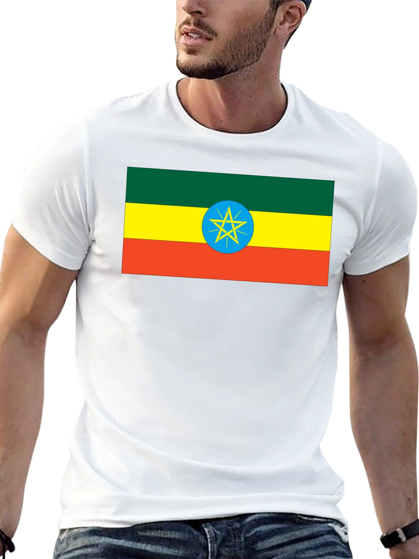 Ethiopian Flag T-Shirt - Black Cotton Tee