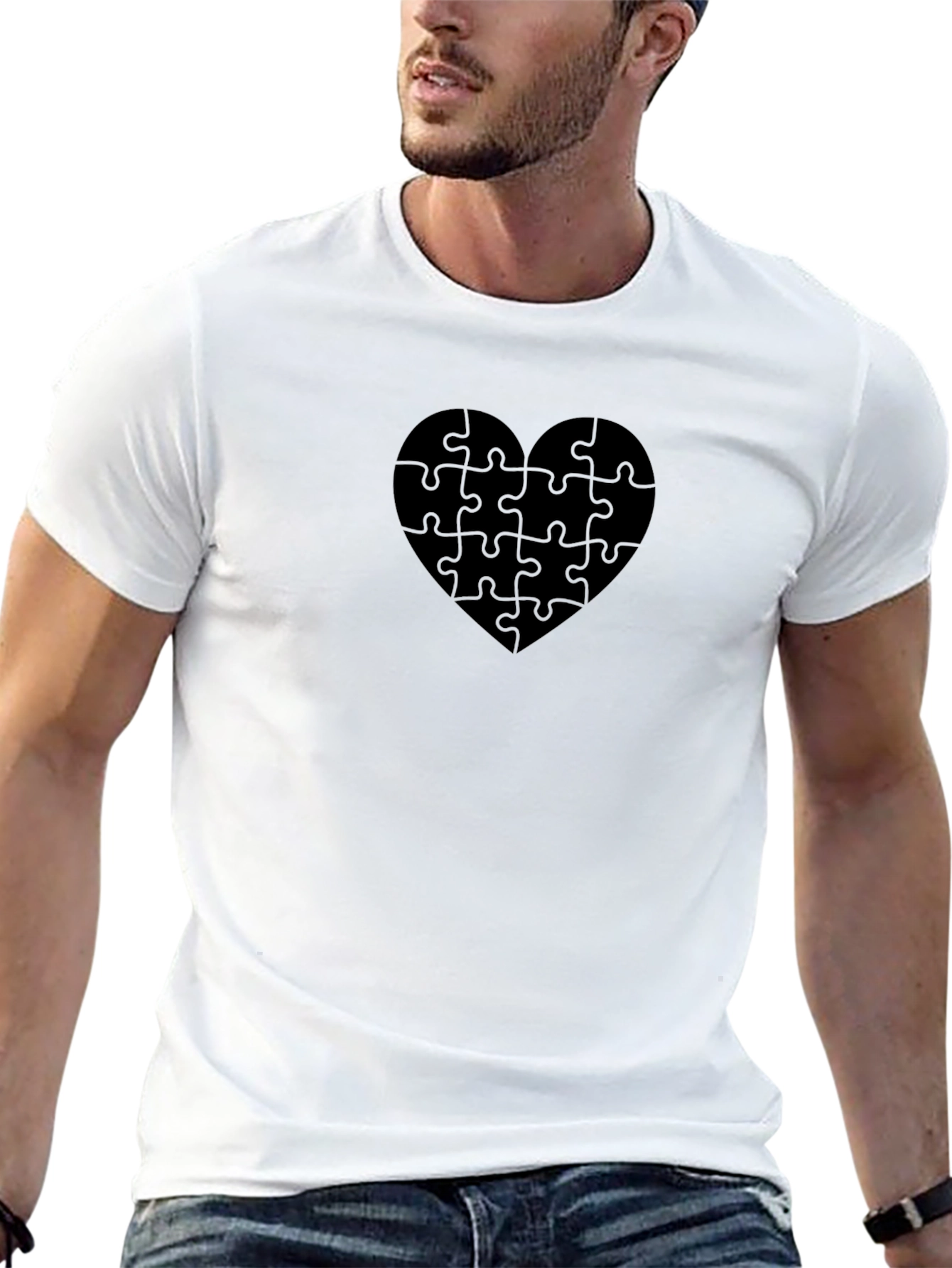 Heart Puzzle T-Shirt - Black Tee