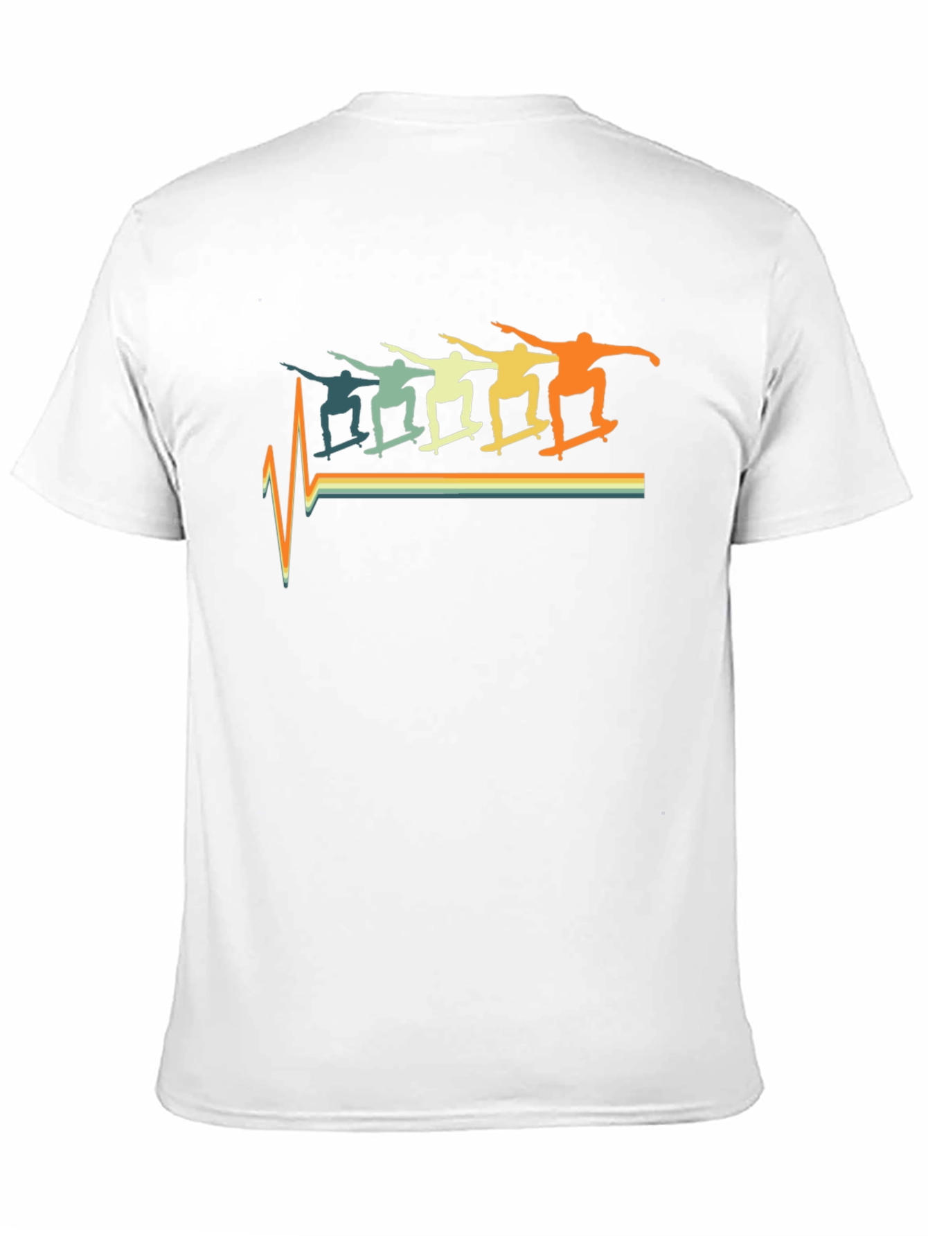 Retro Skateboard Heartbeat Graphic T-Shirt