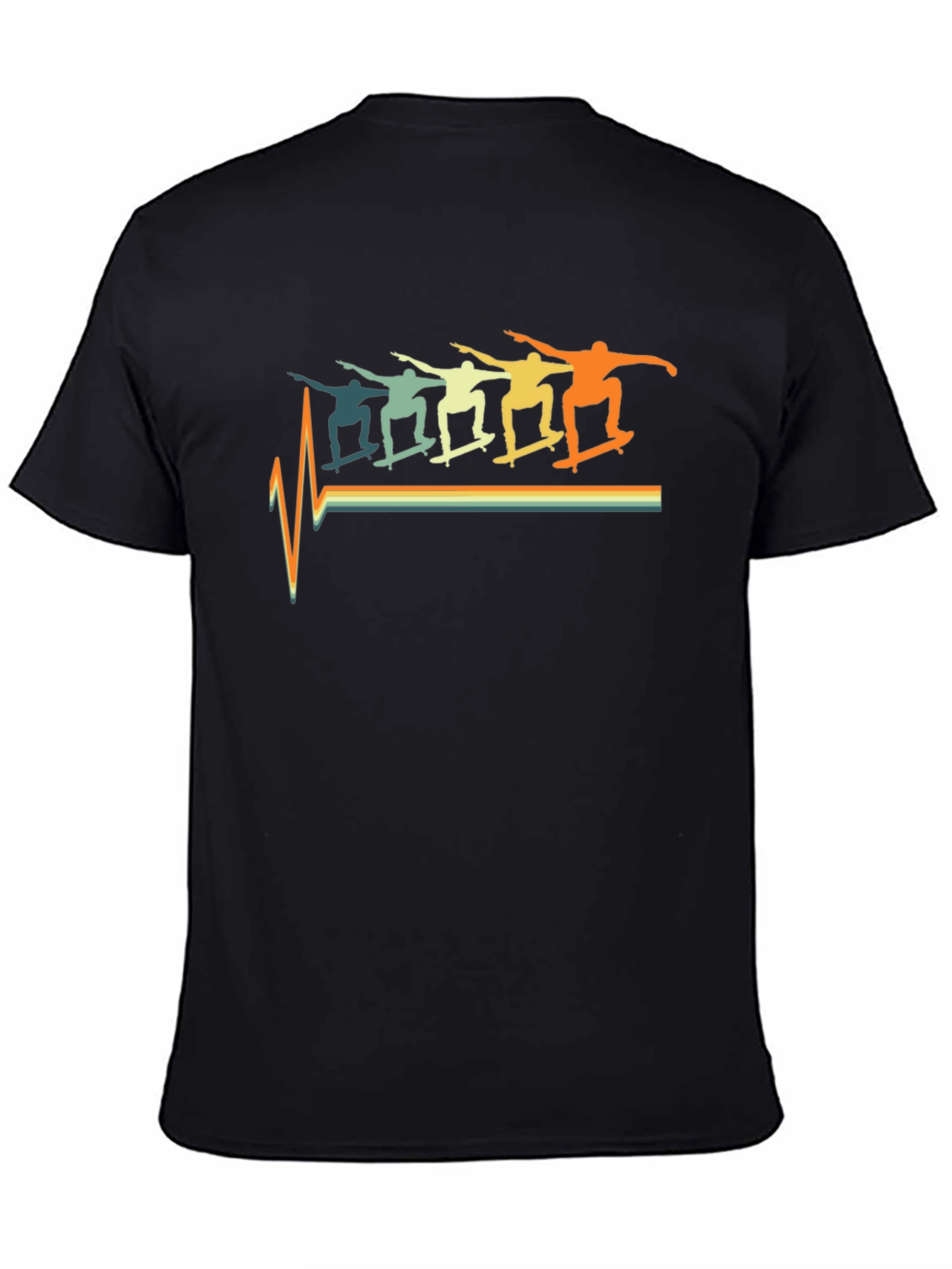Retro Skateboard Heartbeat Graphic T-Shirt