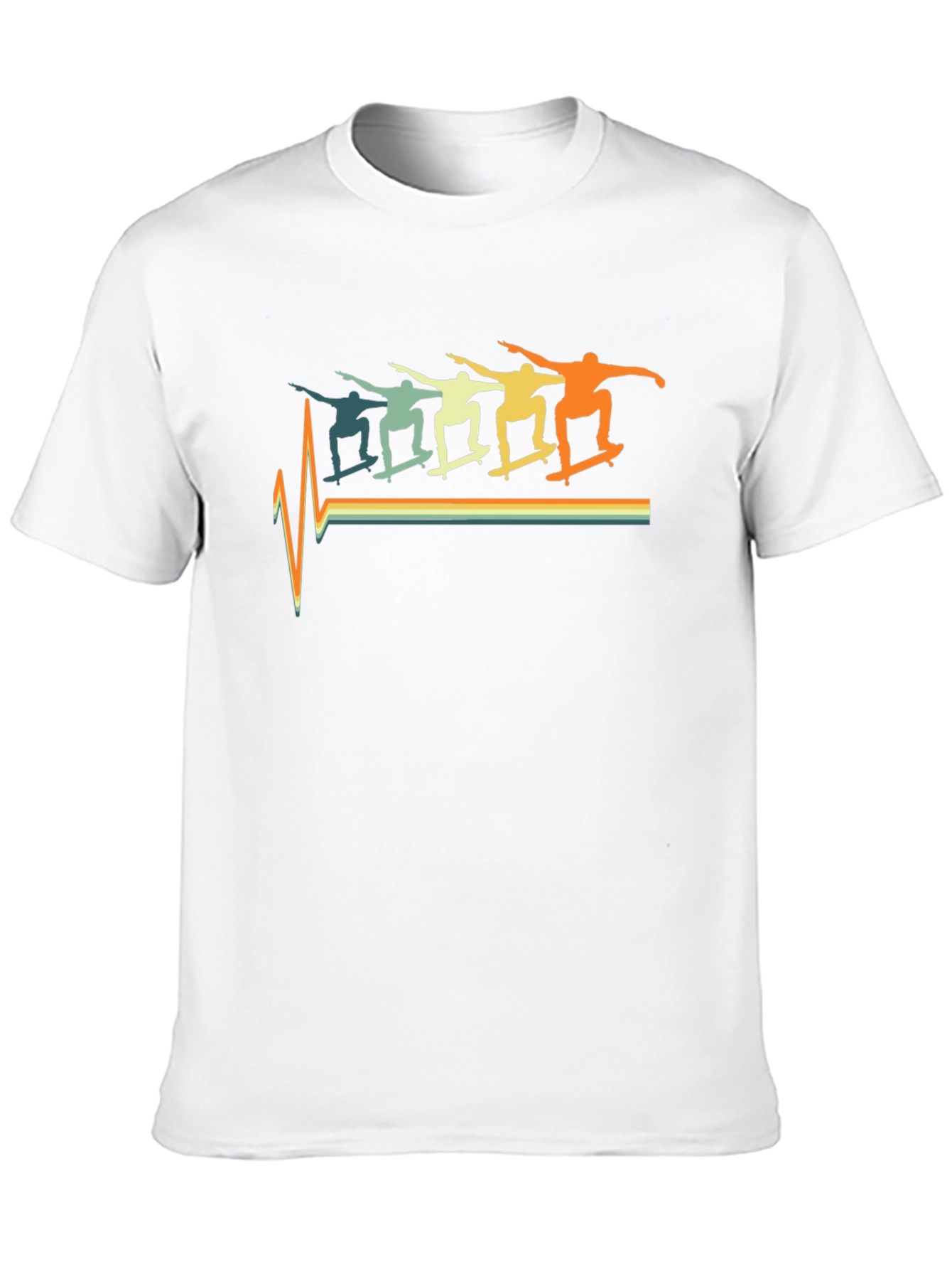 Retro Skateboard Heartbeat Graphic T-Shirt
