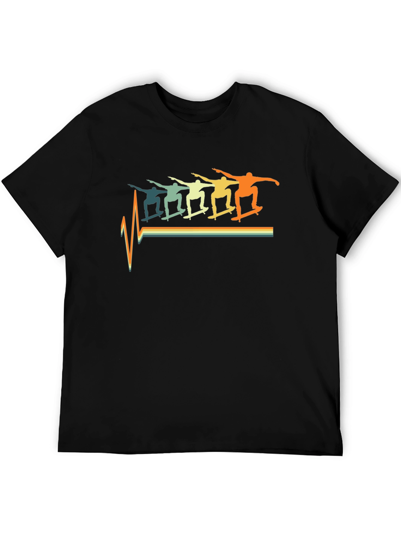 Retro Skateboard Heartbeat Graphic T-Shirt