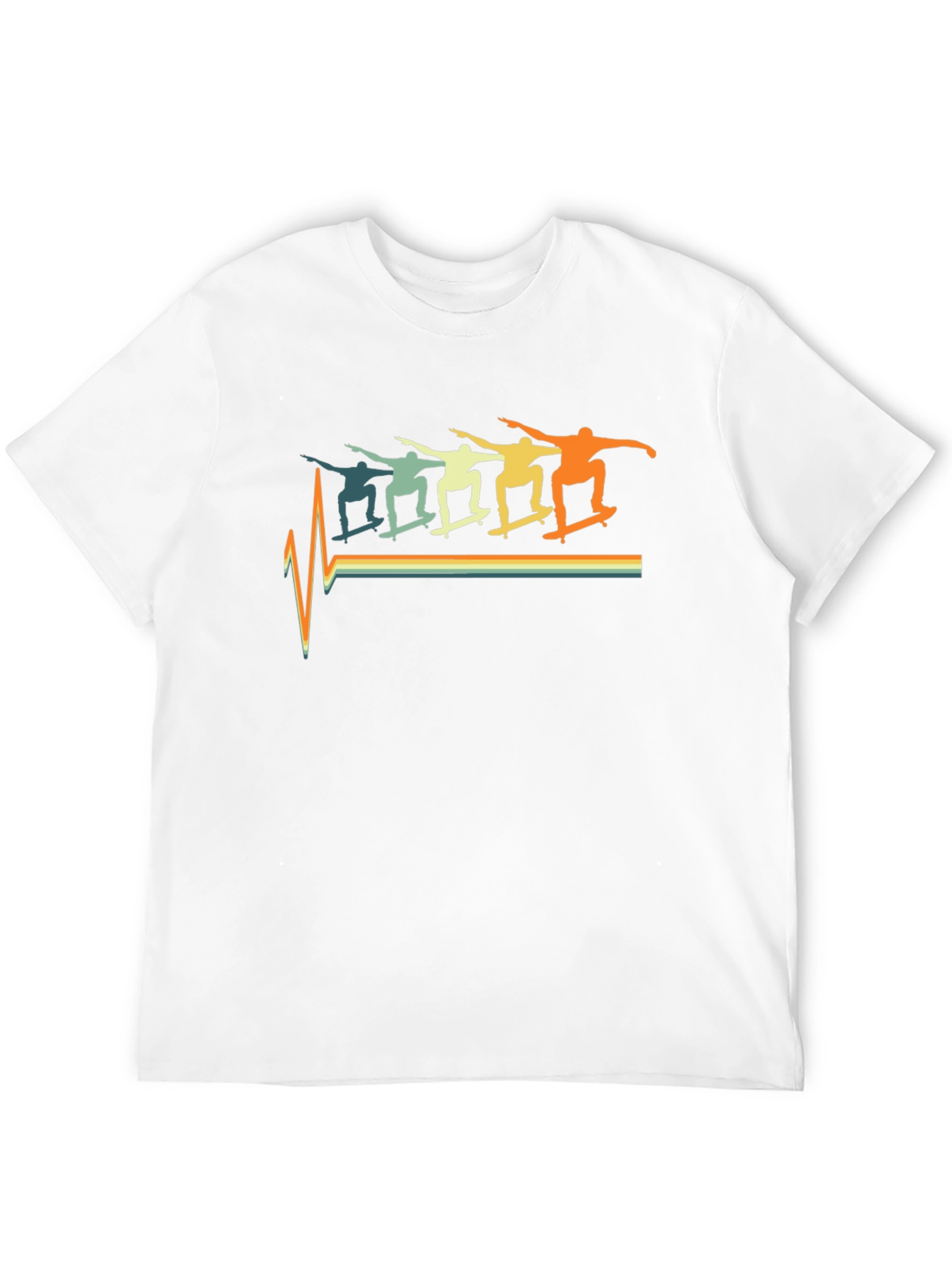 Retro Skateboard Heartbeat Graphic T-Shirt