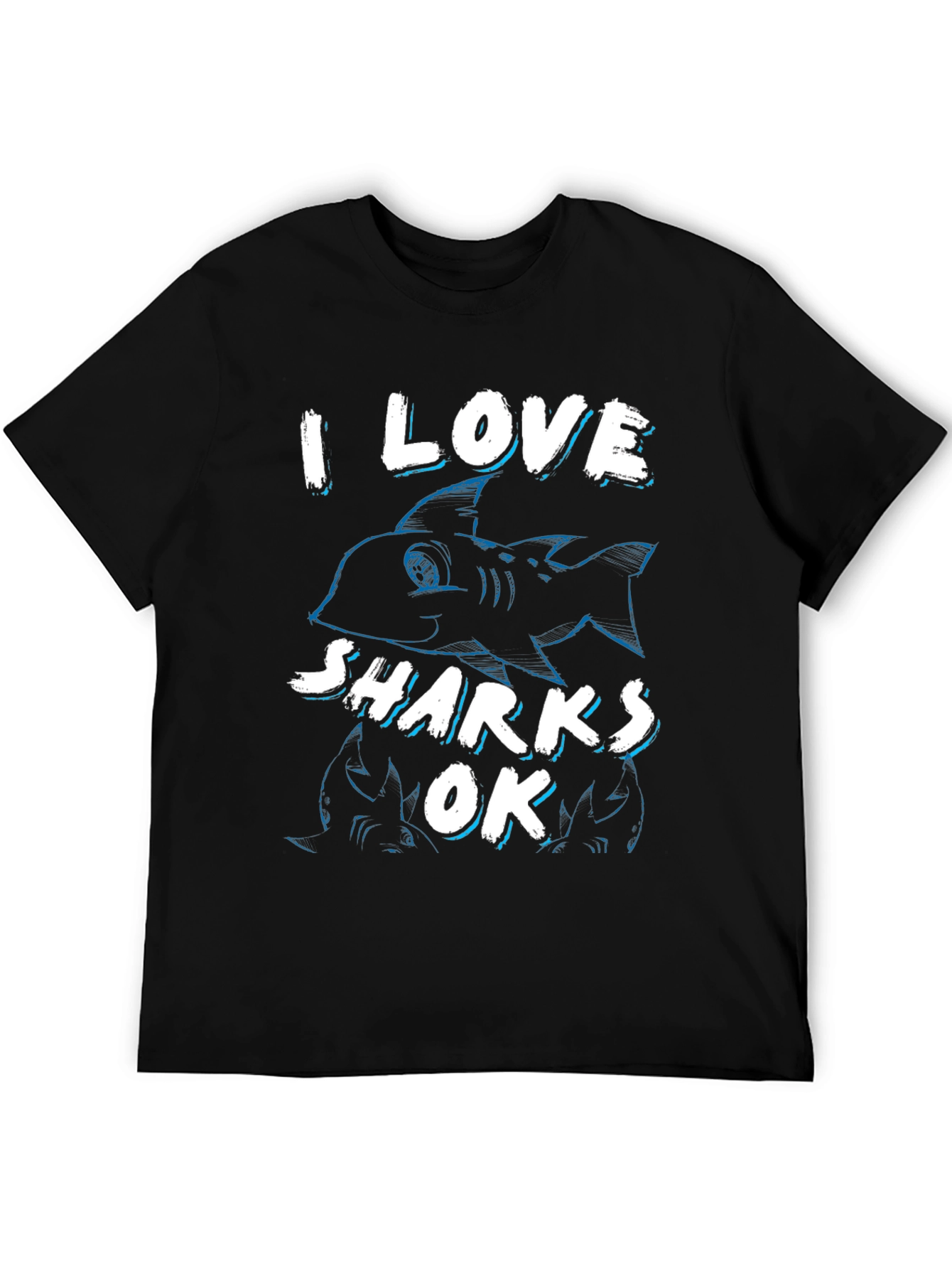 I Love Sharks OK Mens Black T-Shirt