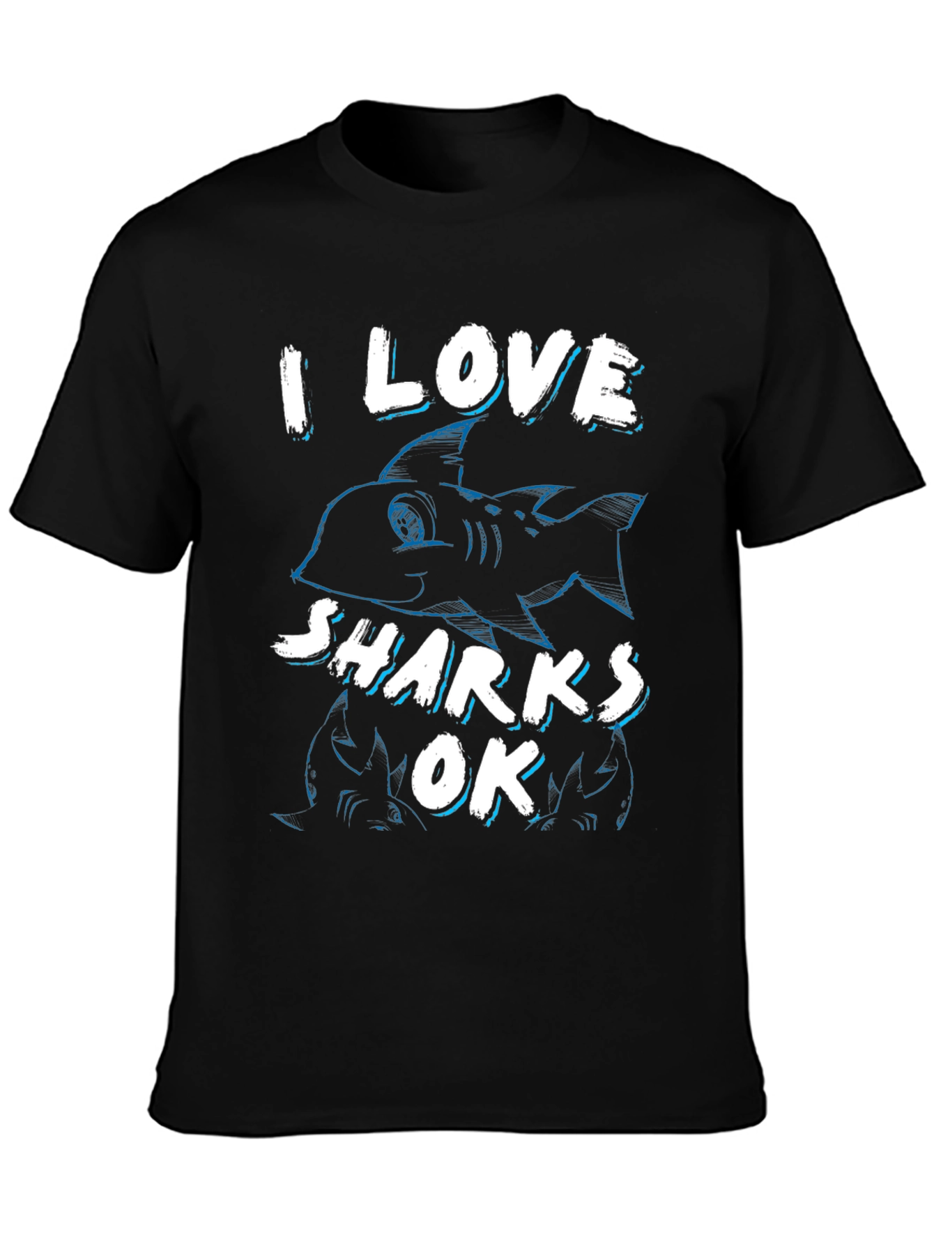 I Love Sharks OK Mens Black T-Shirt