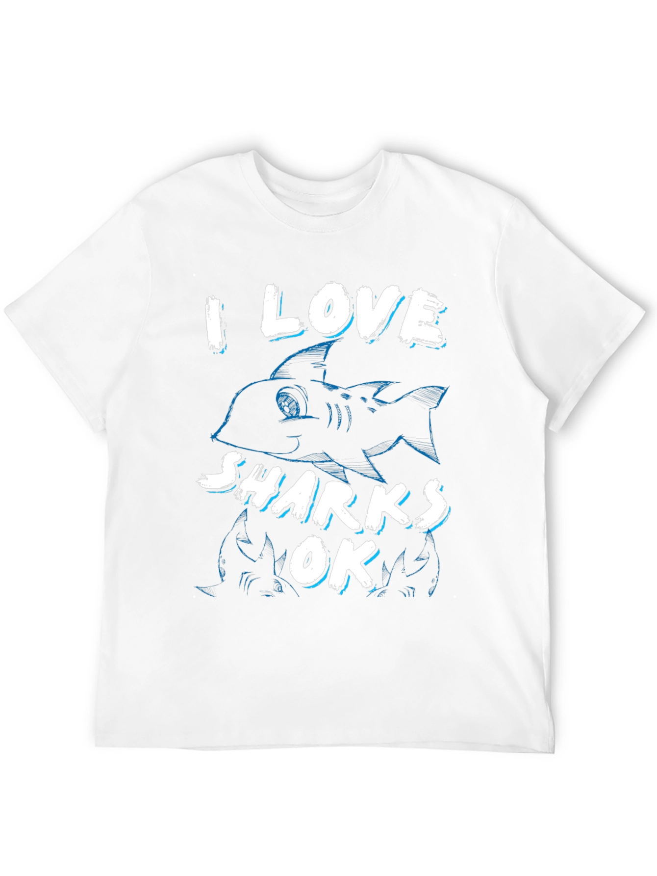 I Love Sharks OK Mens Black T-Shirt