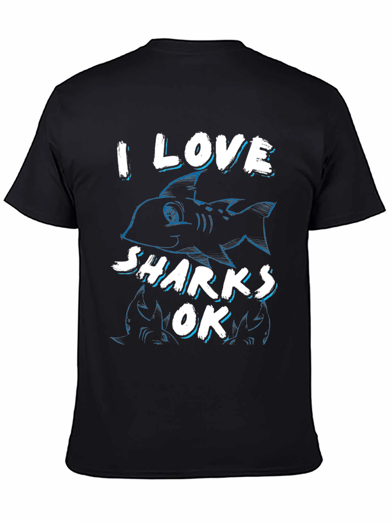 I Love Sharks OK Mens Black T-Shirt