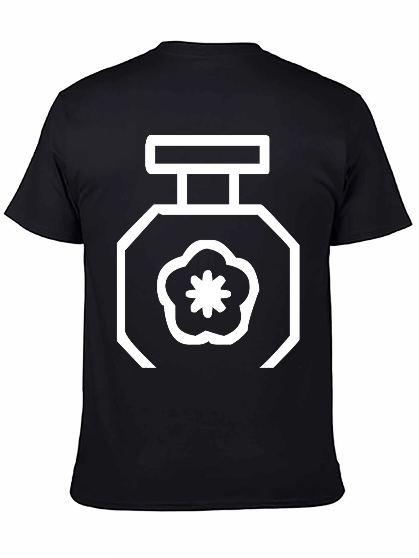 Floral Perfume Bottle Graphic Tee - Black