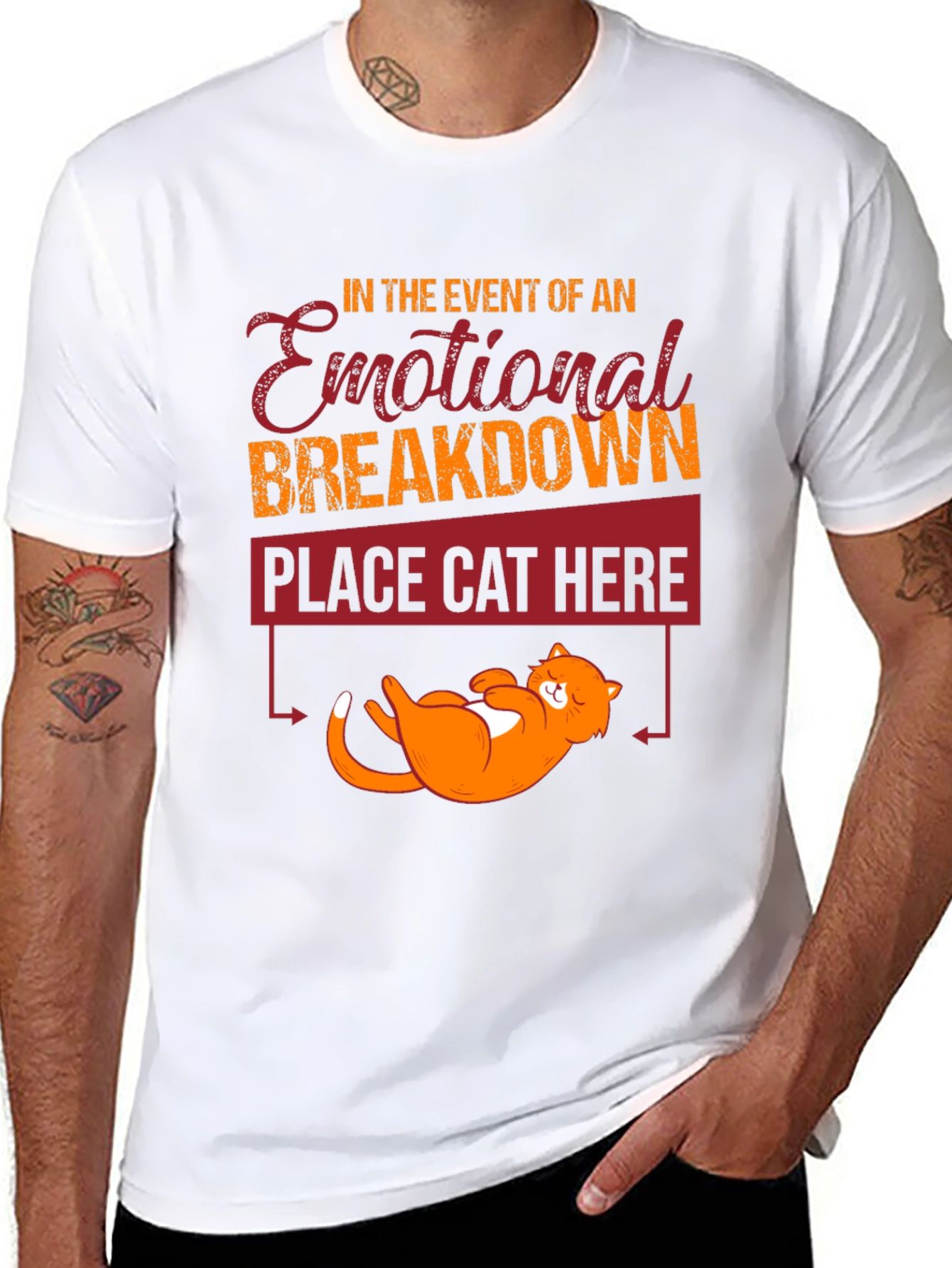 Emotional Breakdown Cat T-Shirt Funny