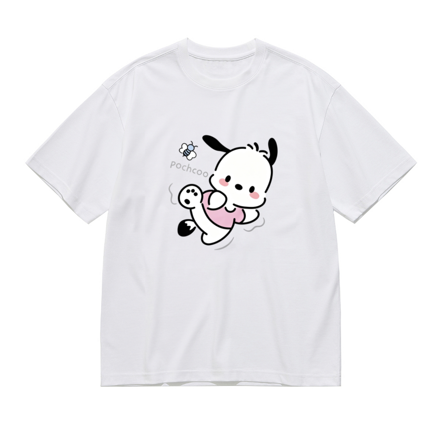 Playful Jumping Pochacco With Bee Graphic Plus?Size Ladies Tee