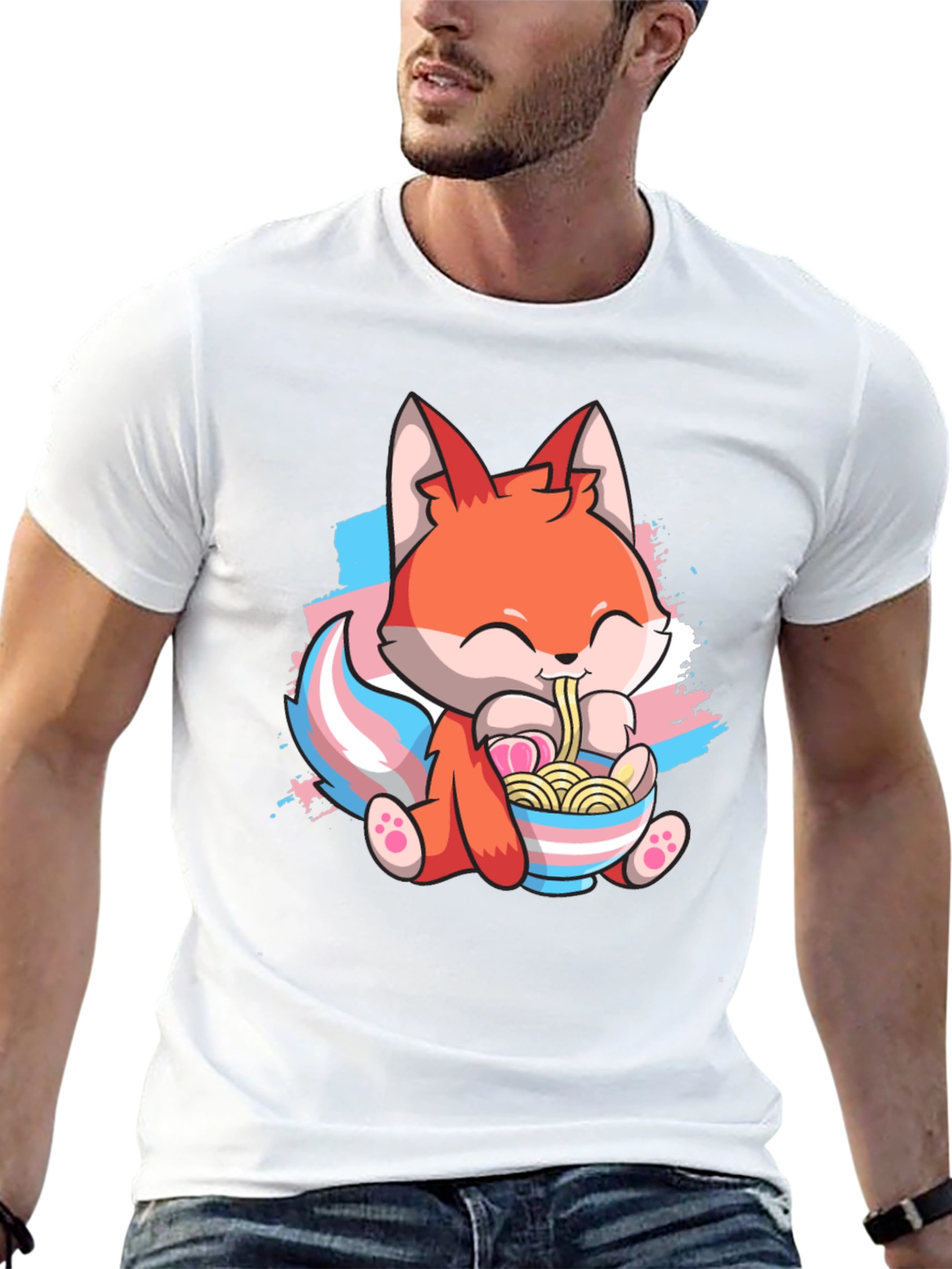Cute Fox Ramen Trans Pride T-Shirt