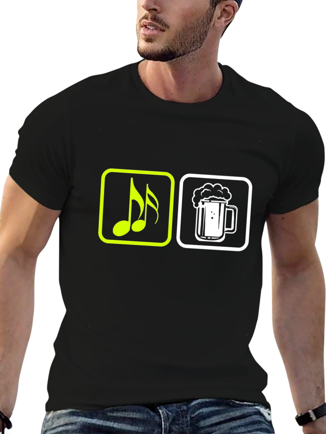Music & Beer T-Shirt - Black Graphic Tee